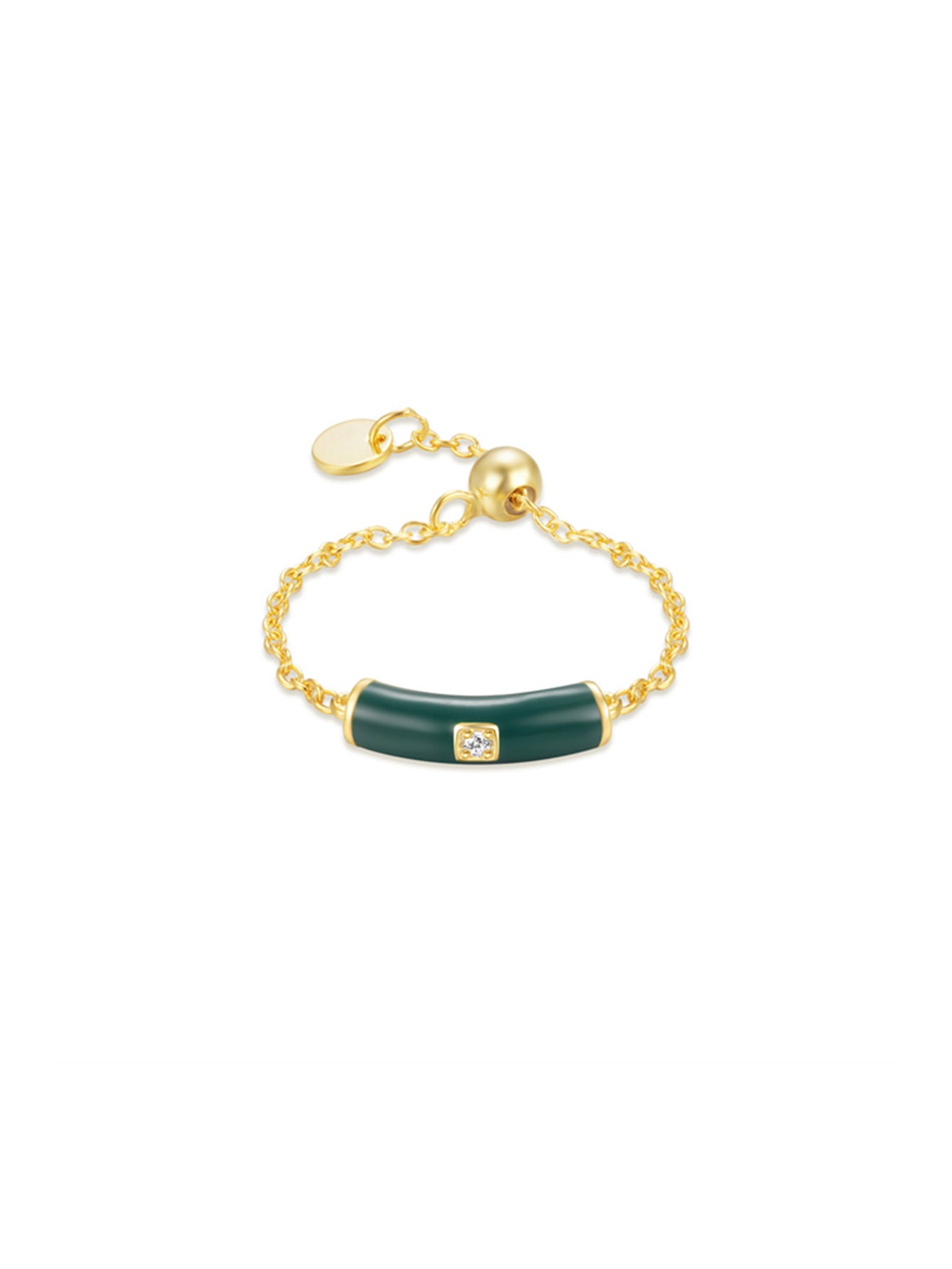 925 Sterling Silver Colorful Ceramic Zircon Chain Ring