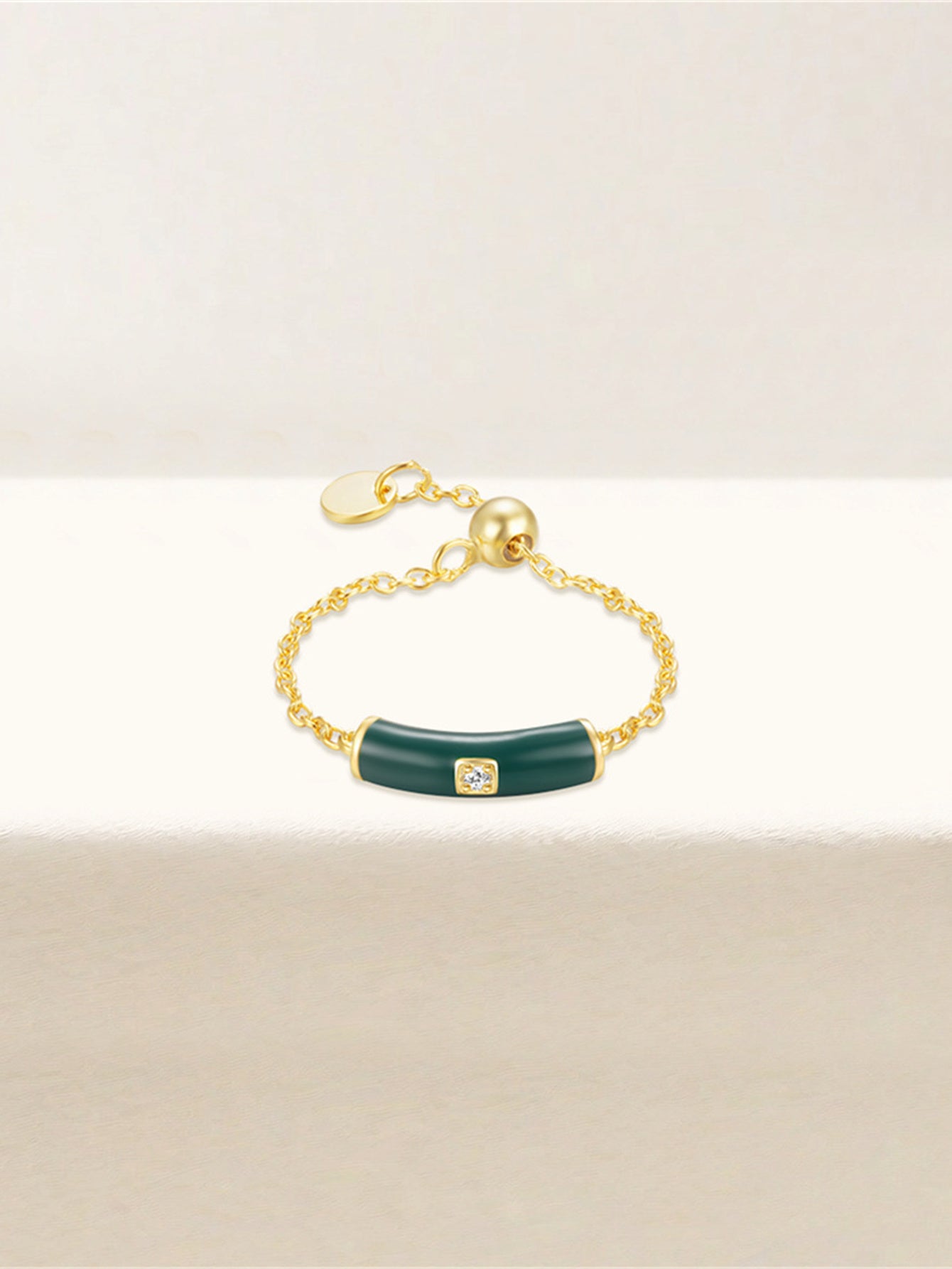 925 Sterling Silver Colorful Ceramic Zircon Chain Ring