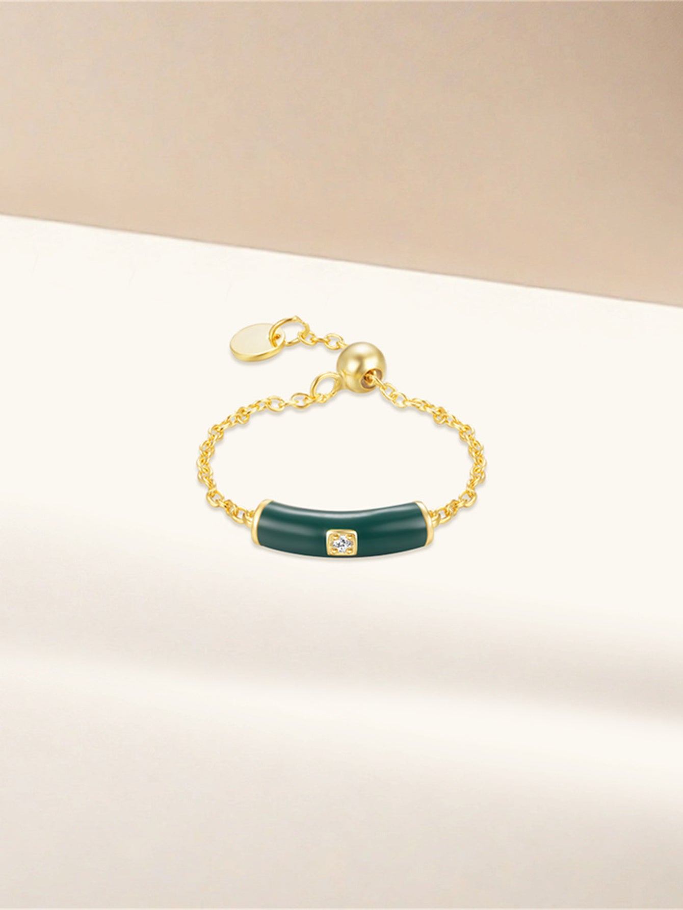 925 Sterling Silver Colorful Ceramic Zircon Chain Ring