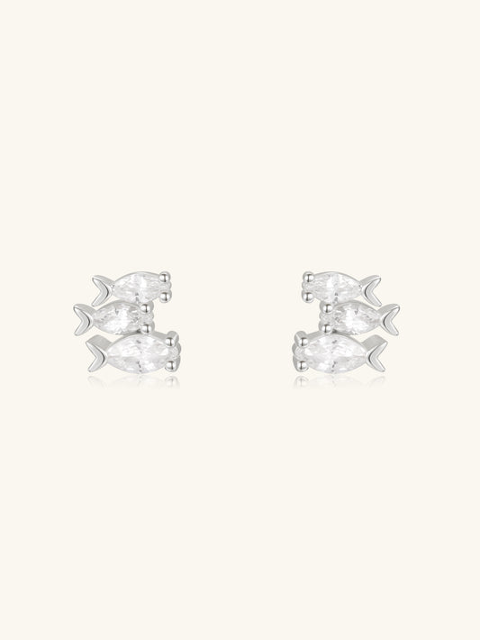 S925 Sterling Silver Little Fish Stud Earrings