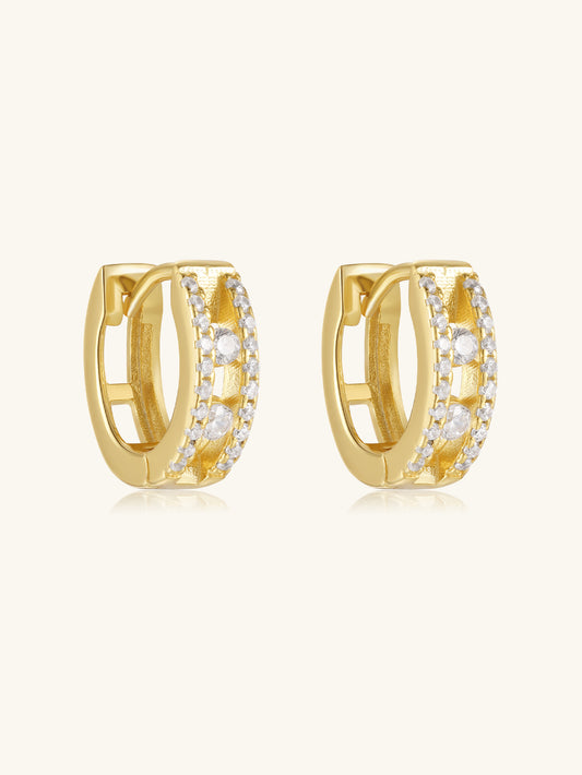 925 Sterling Silver Pavé Zircon Chunky Huggie Hoop Earrings