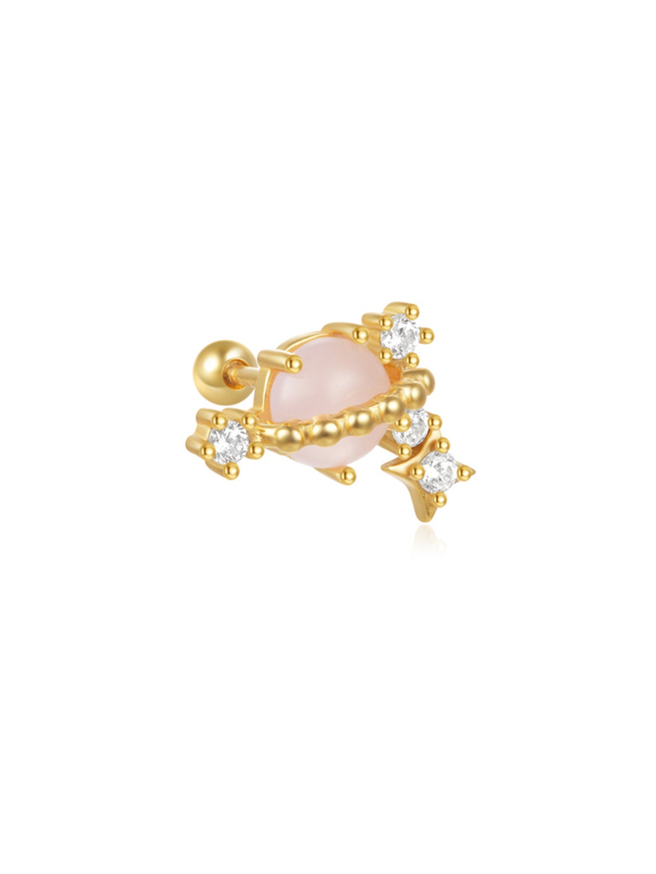 S925 Sterling Silver Planet Piercing with Zircon Inlay