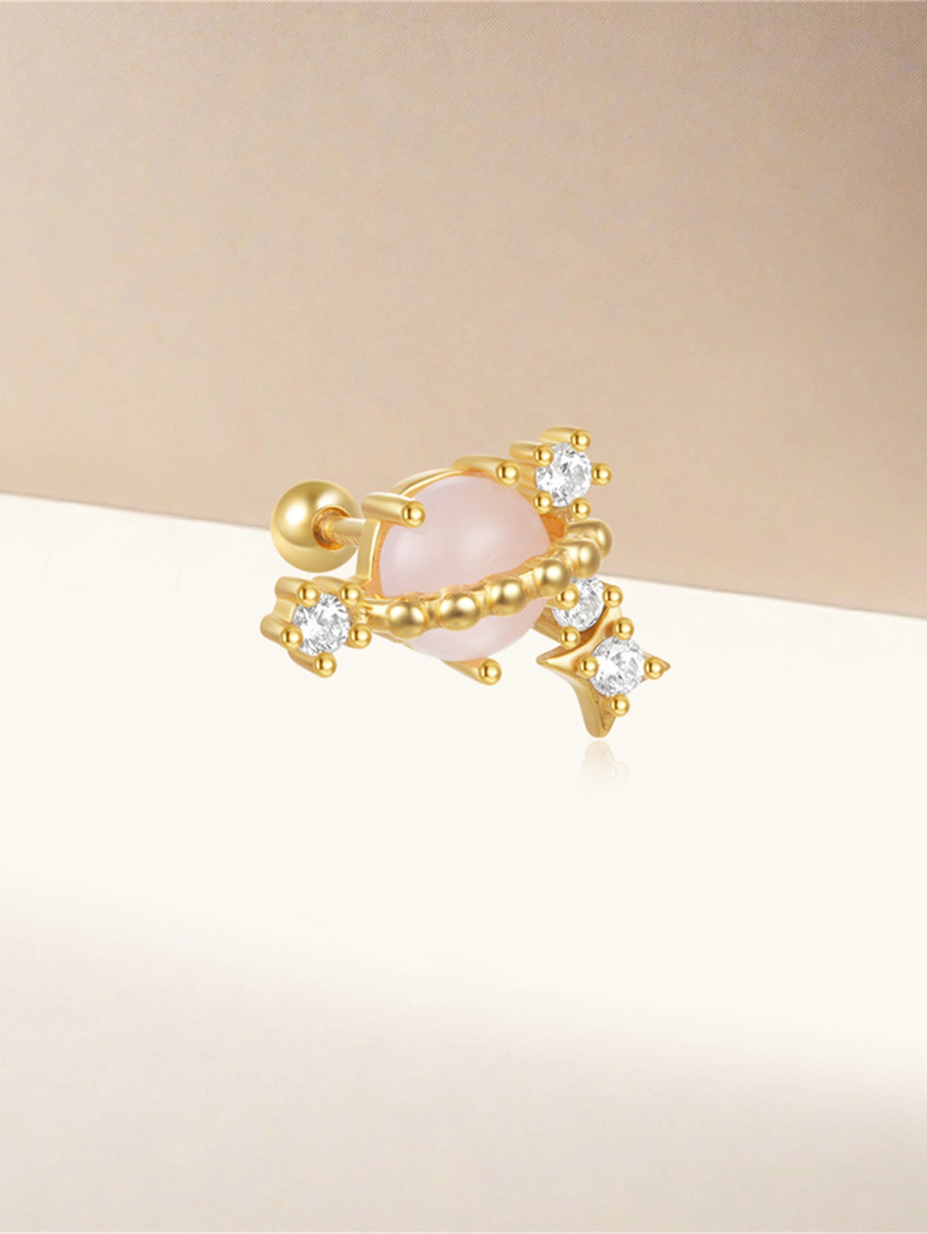 S925 Sterling Silver Planet Piercing with Zircon Inlay