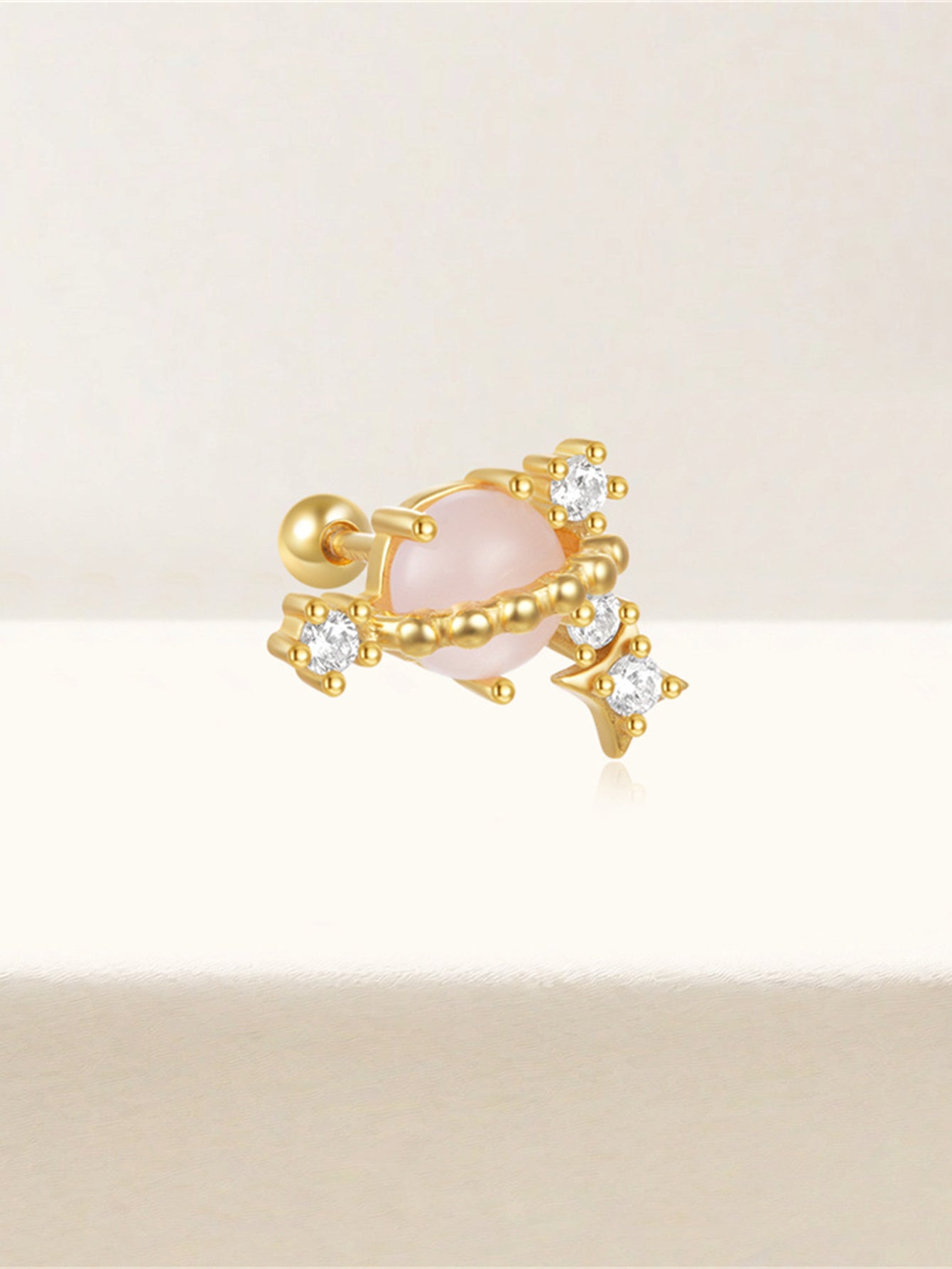 S925 Sterling Silver Planet Piercing with Zircon Inlay