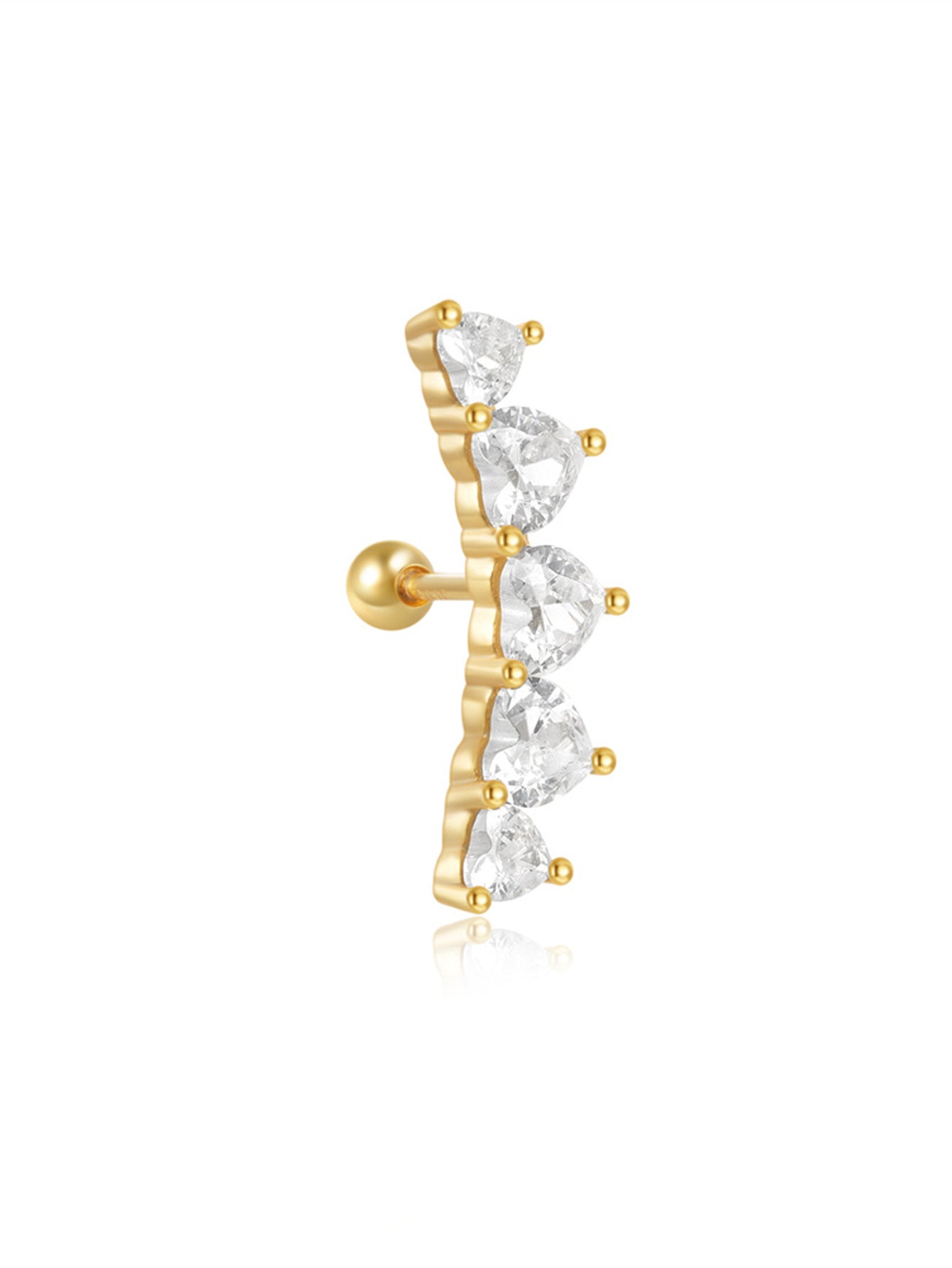 S925 Sterling Silver Fashion Piercing with Zircon Inlay