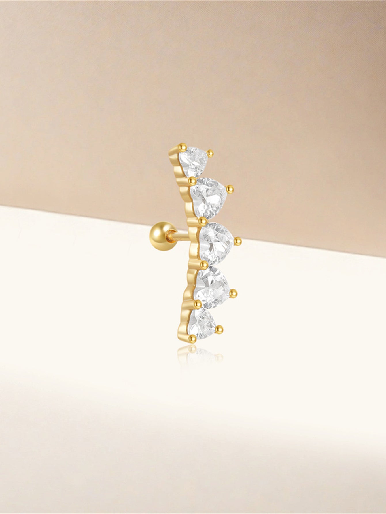 S925 Sterling Silver Fashion Piercing with Zircon Inlay