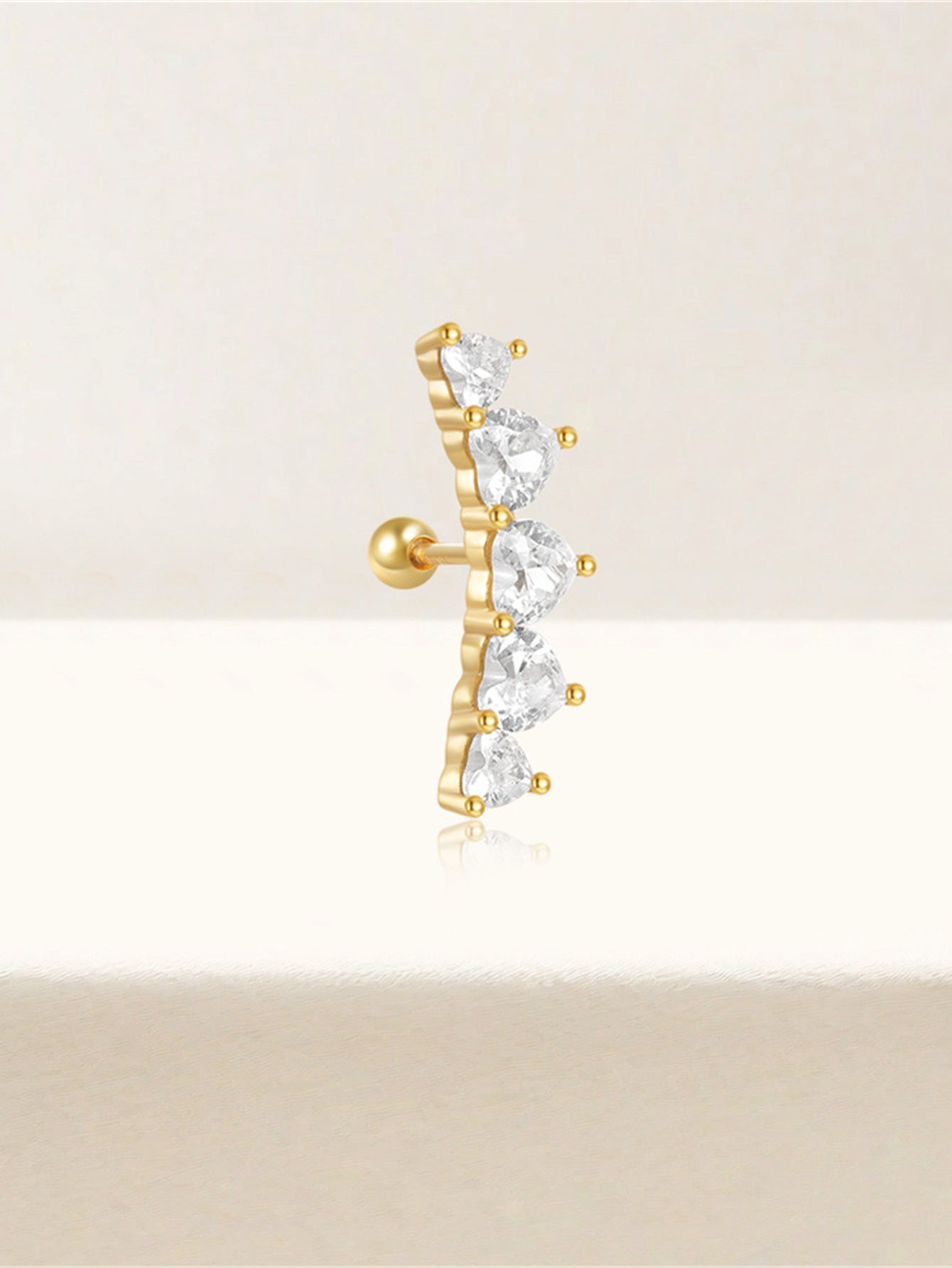 S925 Sterling Silver Fashion Piercing with Zircon Inlay