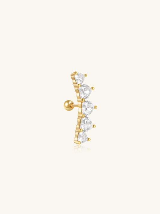 S925 Sterling Silver Fashion Piercing with Zircon Inlay