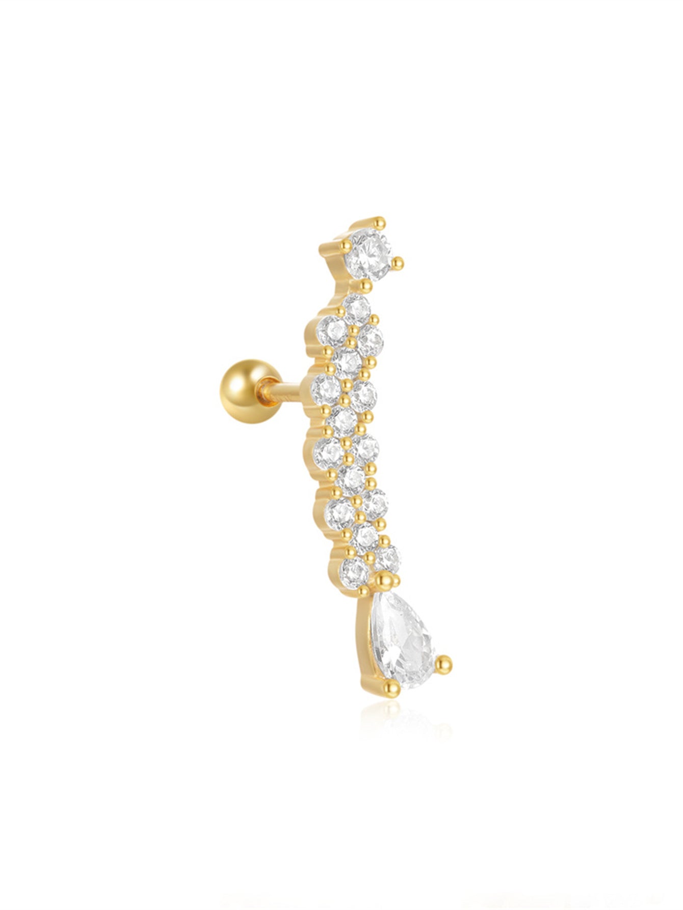 925 Sterling Silver Bow Zircon Flat Back Piercing Earrings