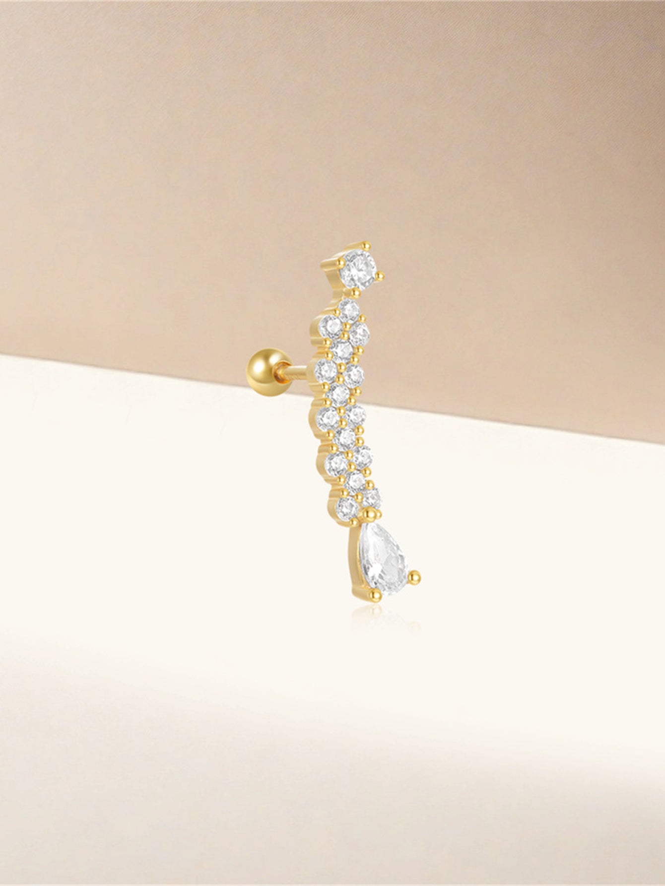 925 Sterling Silver Bow Zircon Flat Back Piercing Earrings