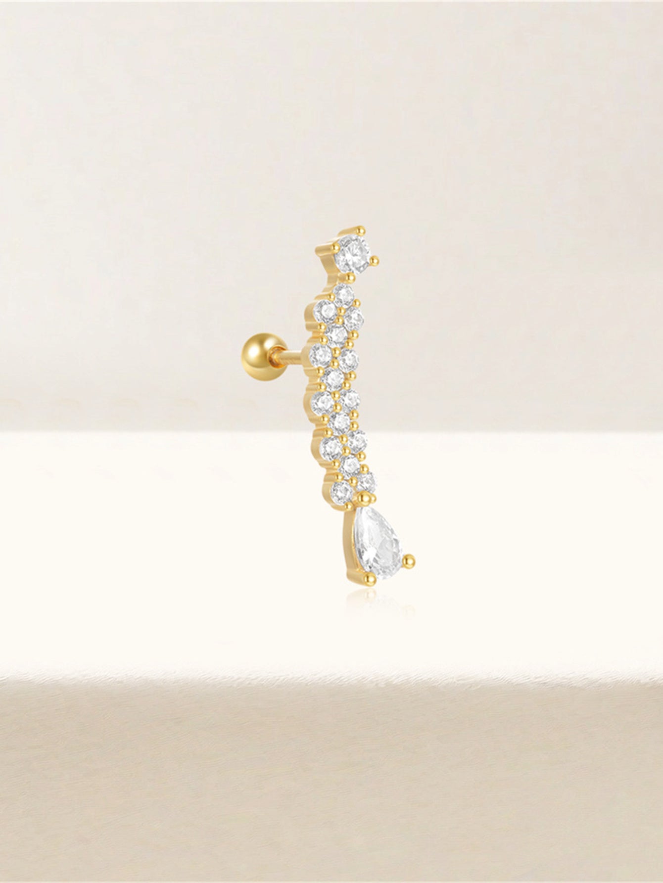 925 Sterling Silver Bow Zircon Flat Back Piercing Earrings