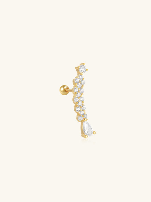925 Sterling Silver Bow Zircon Flat Back Piercing Earrings