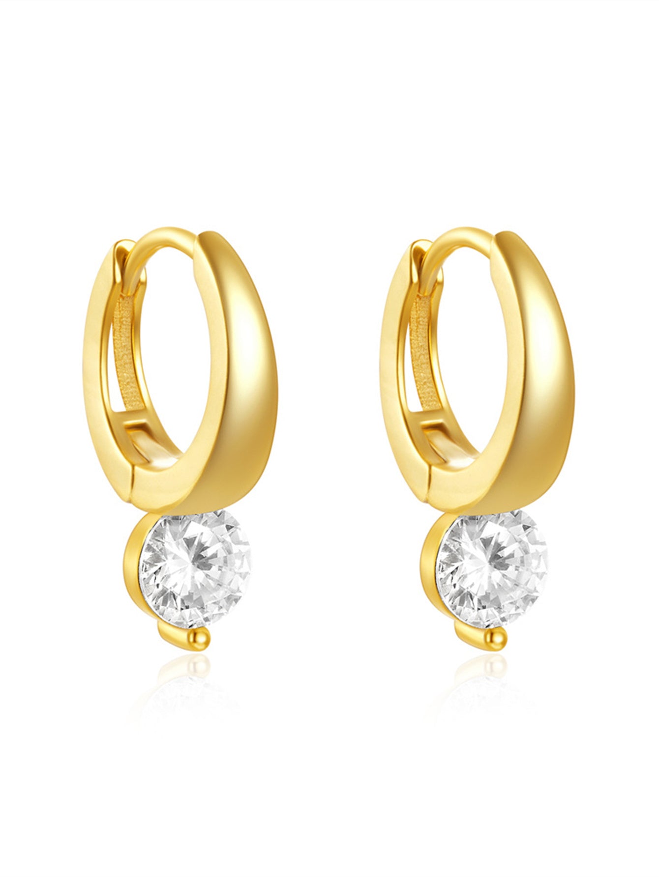925 Sterling Silver Drop Zircon Flat Back Piercing Hoop Earrings