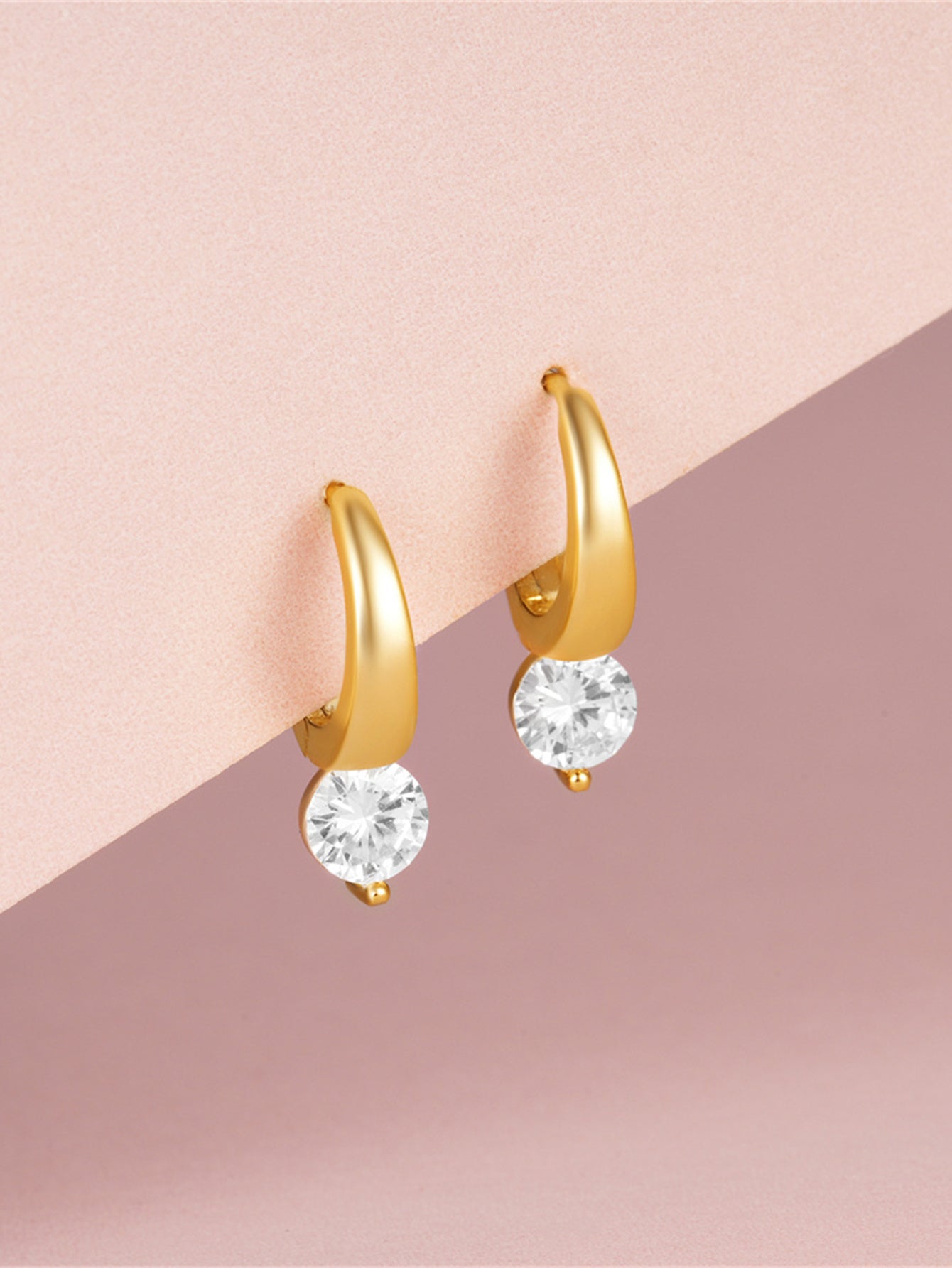 925 Sterling Silver Drop Zircon Flat Back Piercing Hoop Earrings