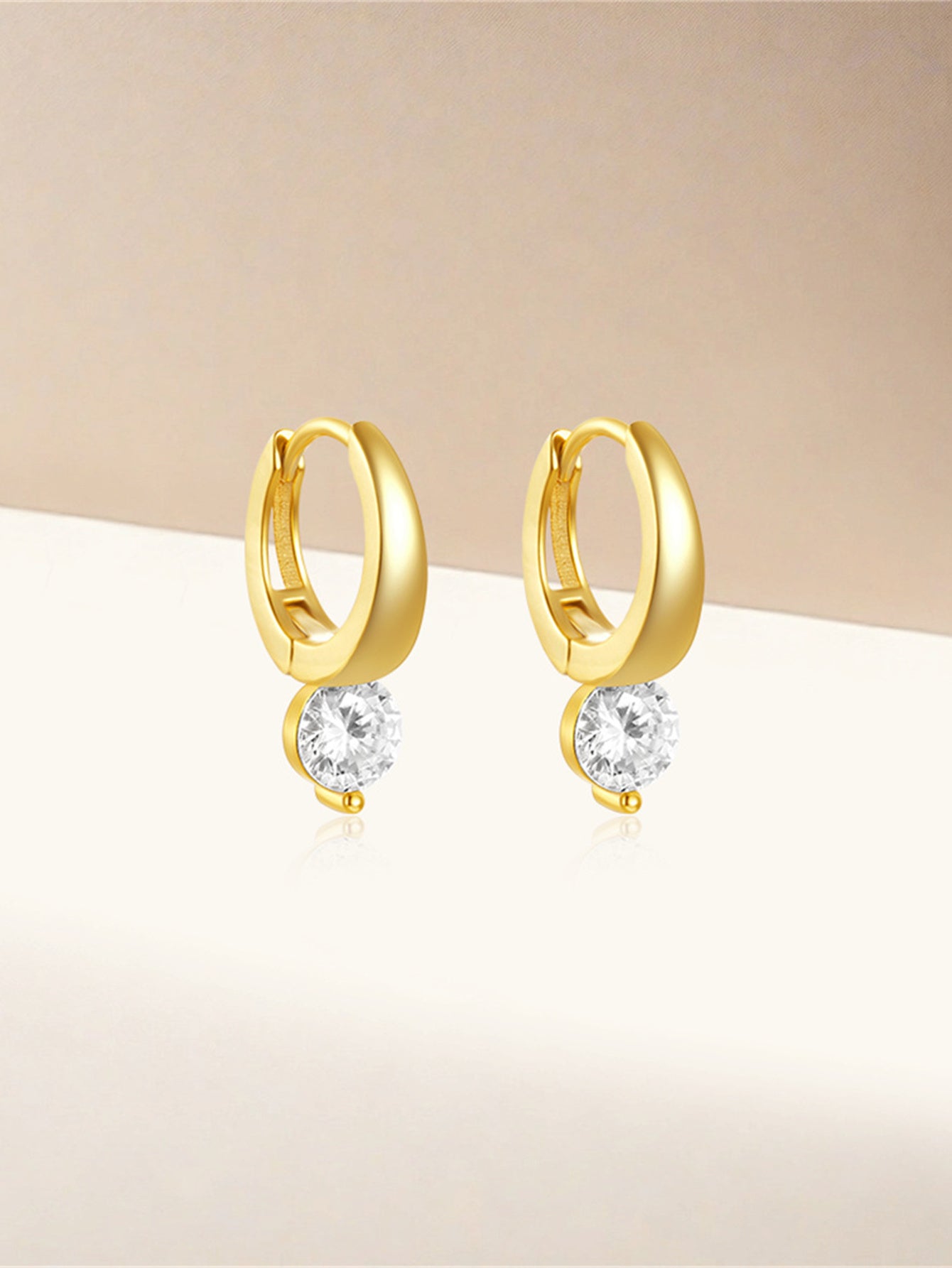 925 Sterling Silver Drop Zircon Flat Back Piercing Hoop Earrings