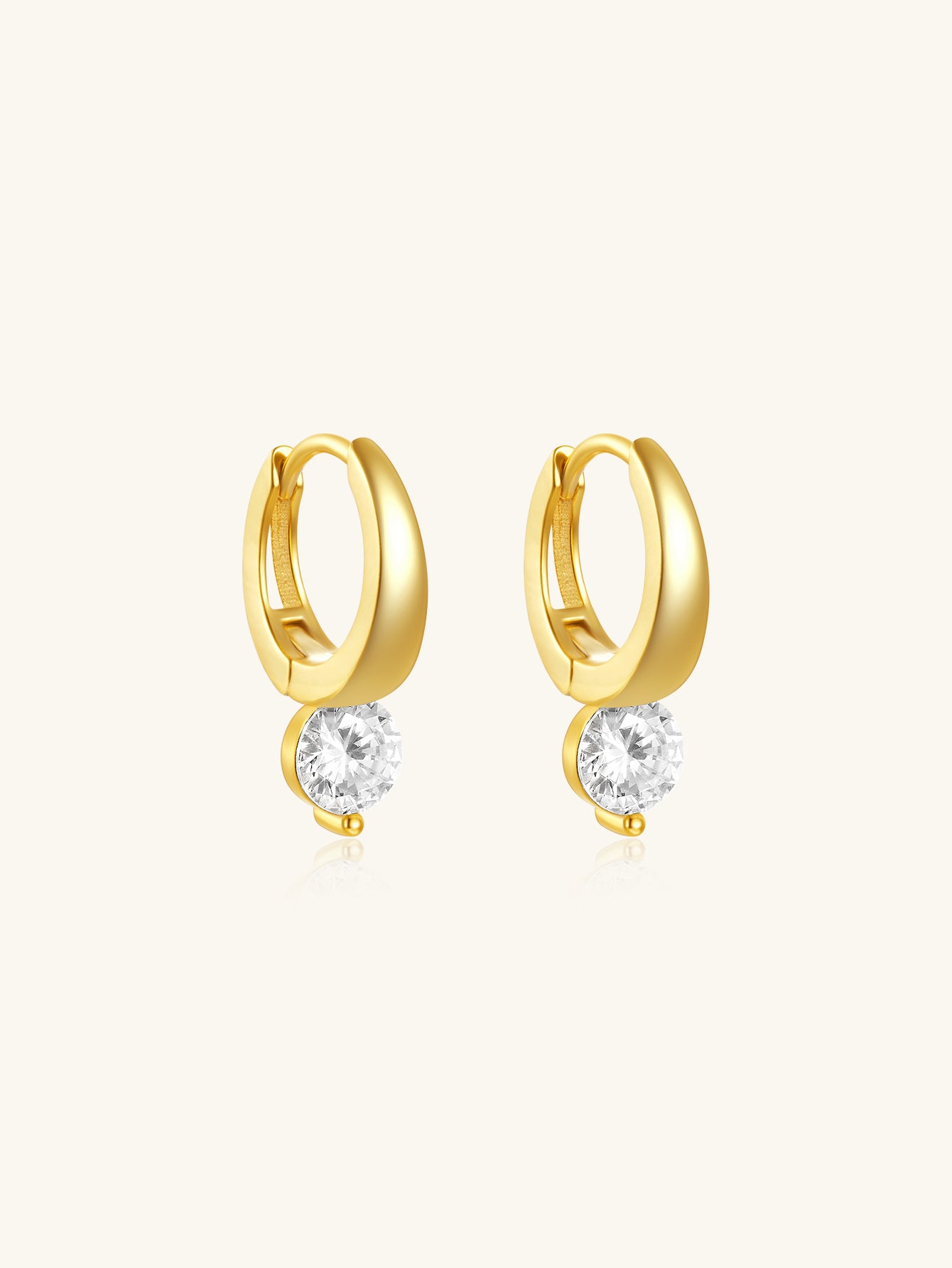 925 Sterling Silver Drop Zircon Flat Back Piercing Hoop Earrings