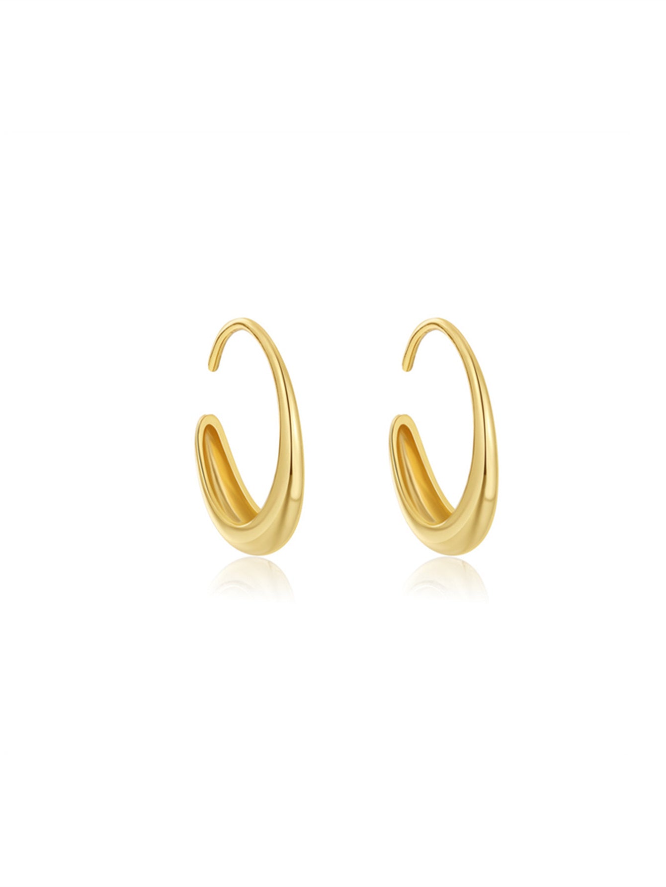 Luna Curve 925 Sterling Silver Open Hoop Earrings