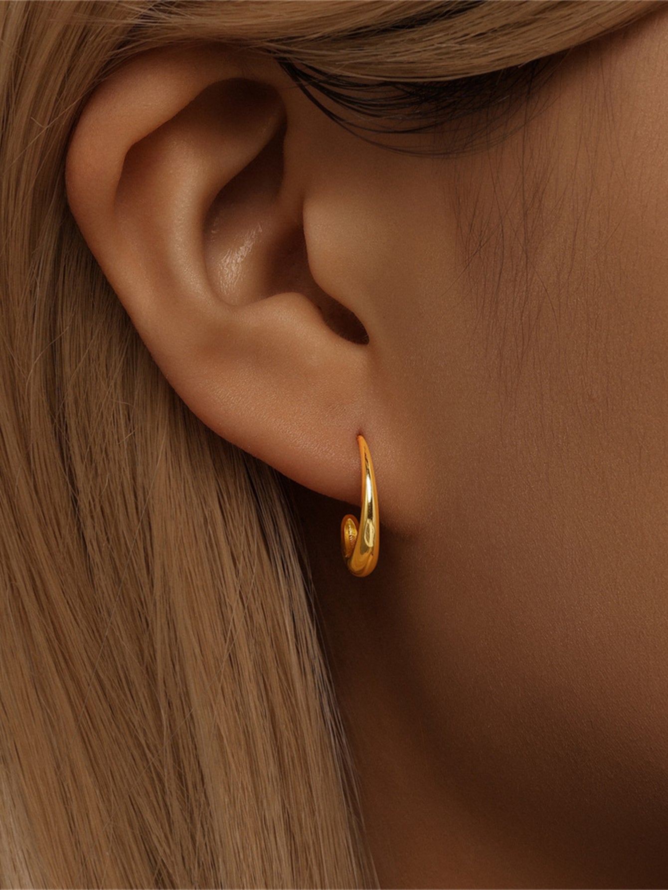 Luna Curve 925 Sterling Silver Open Hoop Earrings