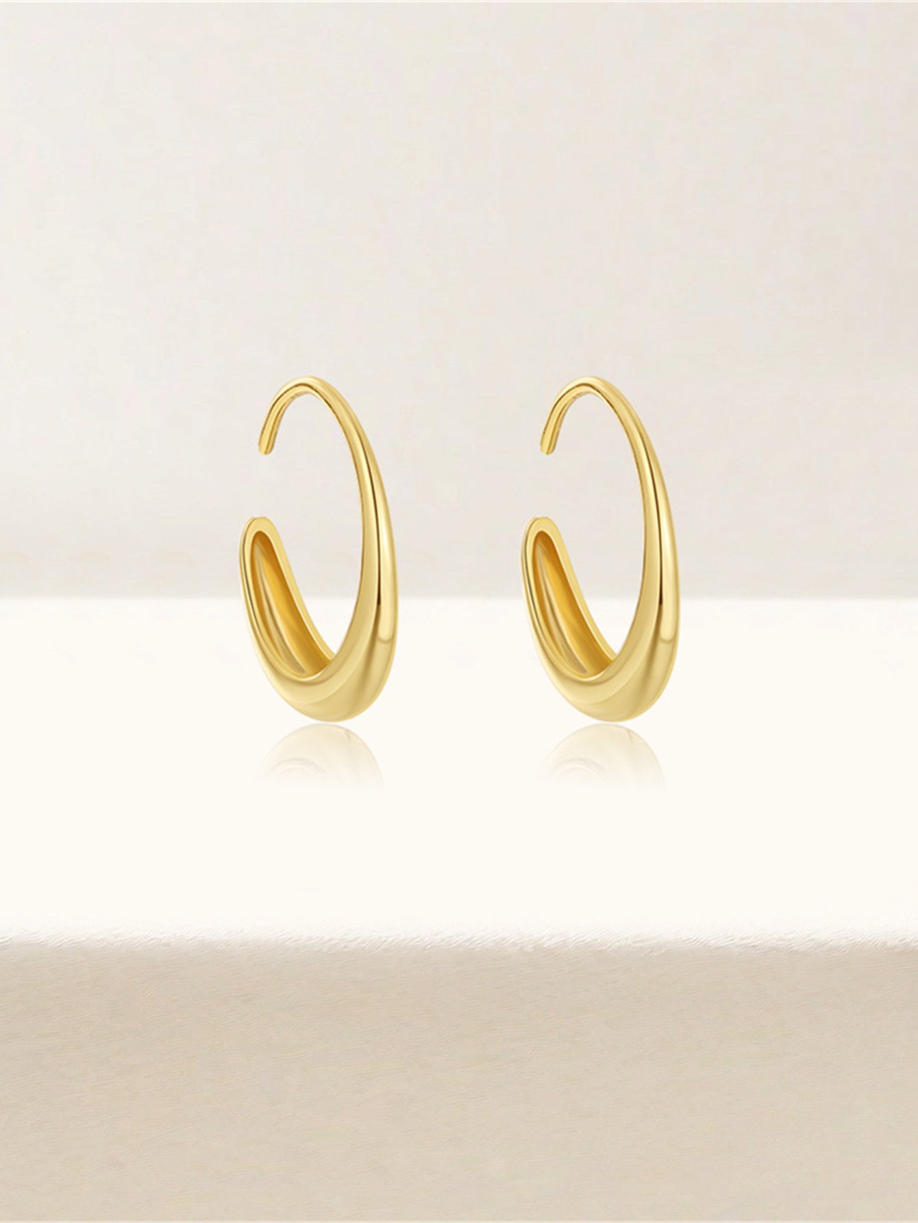 Luna Curve 925 Sterling Silver Open Hoop Earrings