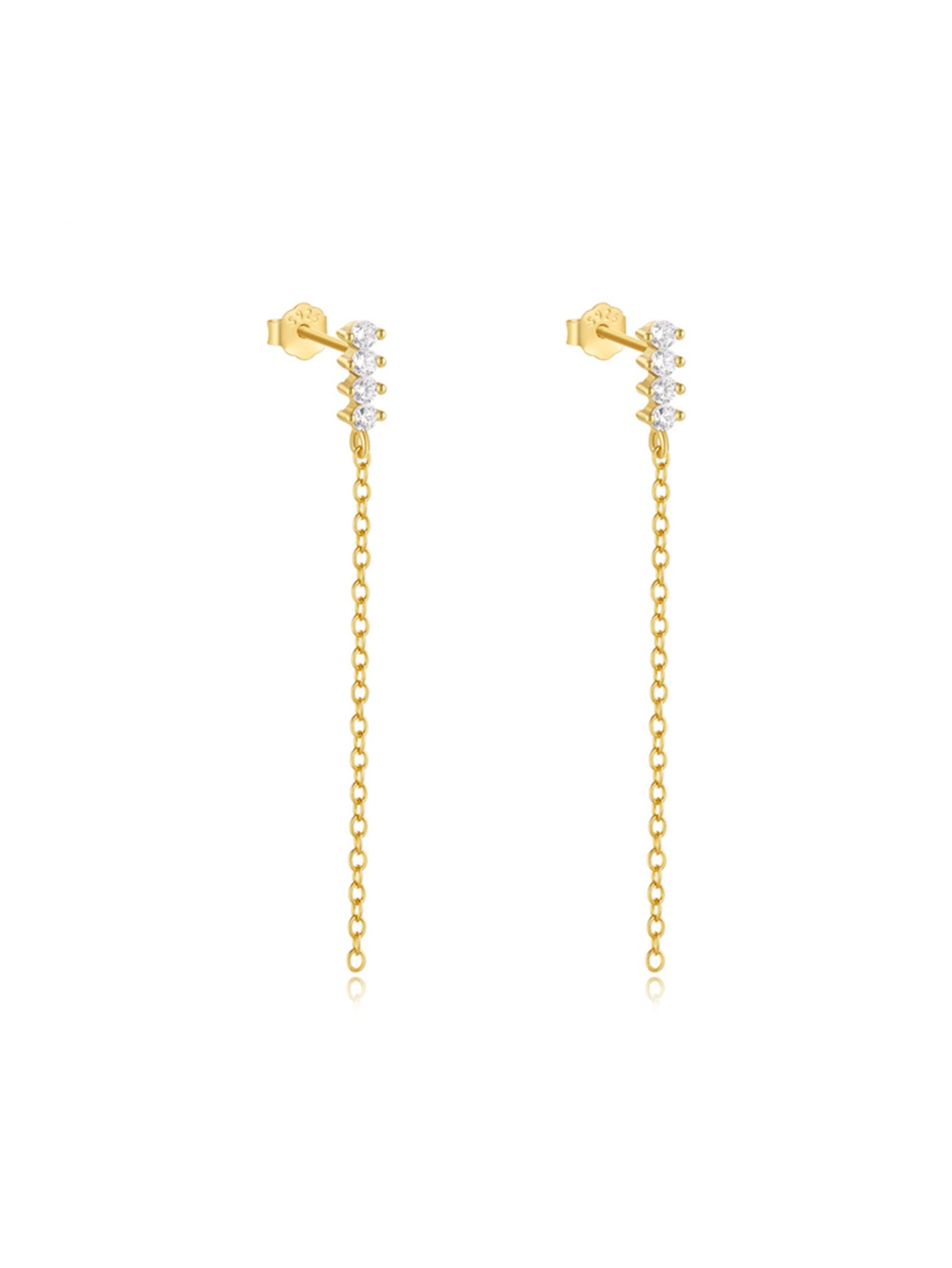 925 Sterling Silver Zircon Chain Drop Earrings