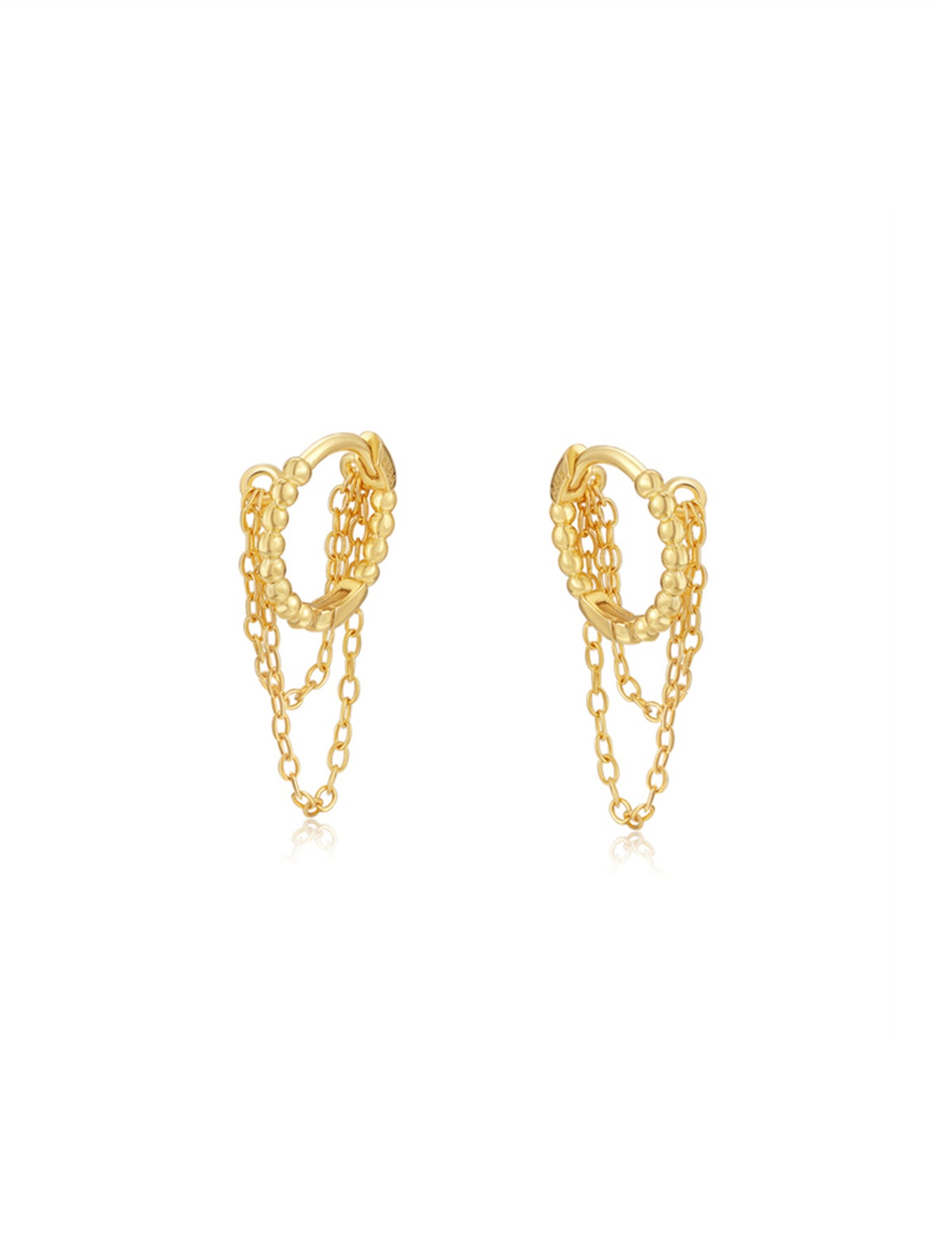 925 Sterling Silver Layered Chain Huggie Earrings