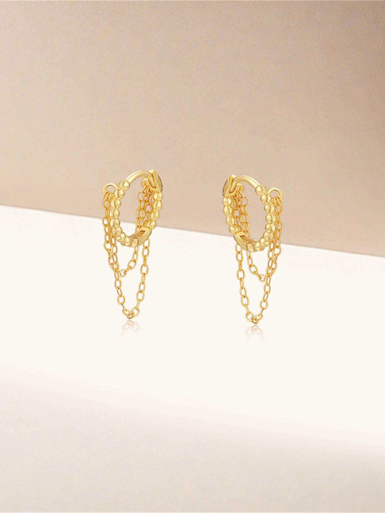 925 Sterling Silver Layered Chain Huggie Earrings