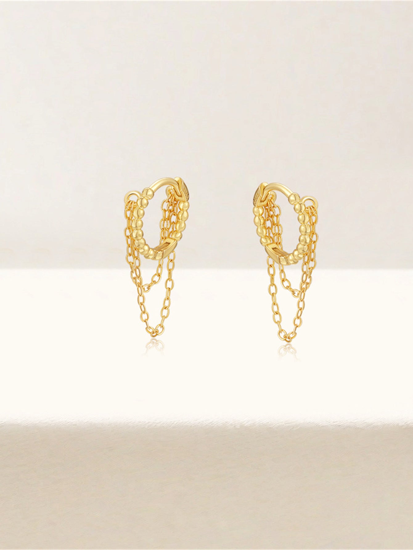 925 Sterling Silver Layered Chain Huggie Earrings