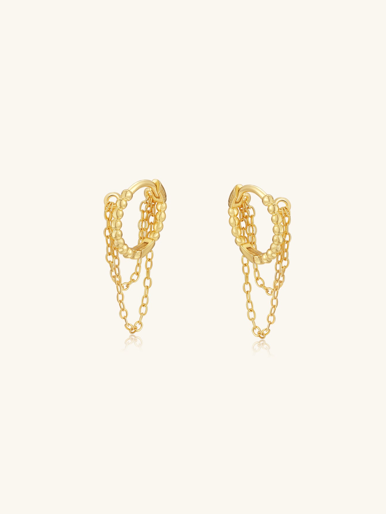 925 Sterling Silver Layered Chain Huggie Earrings
