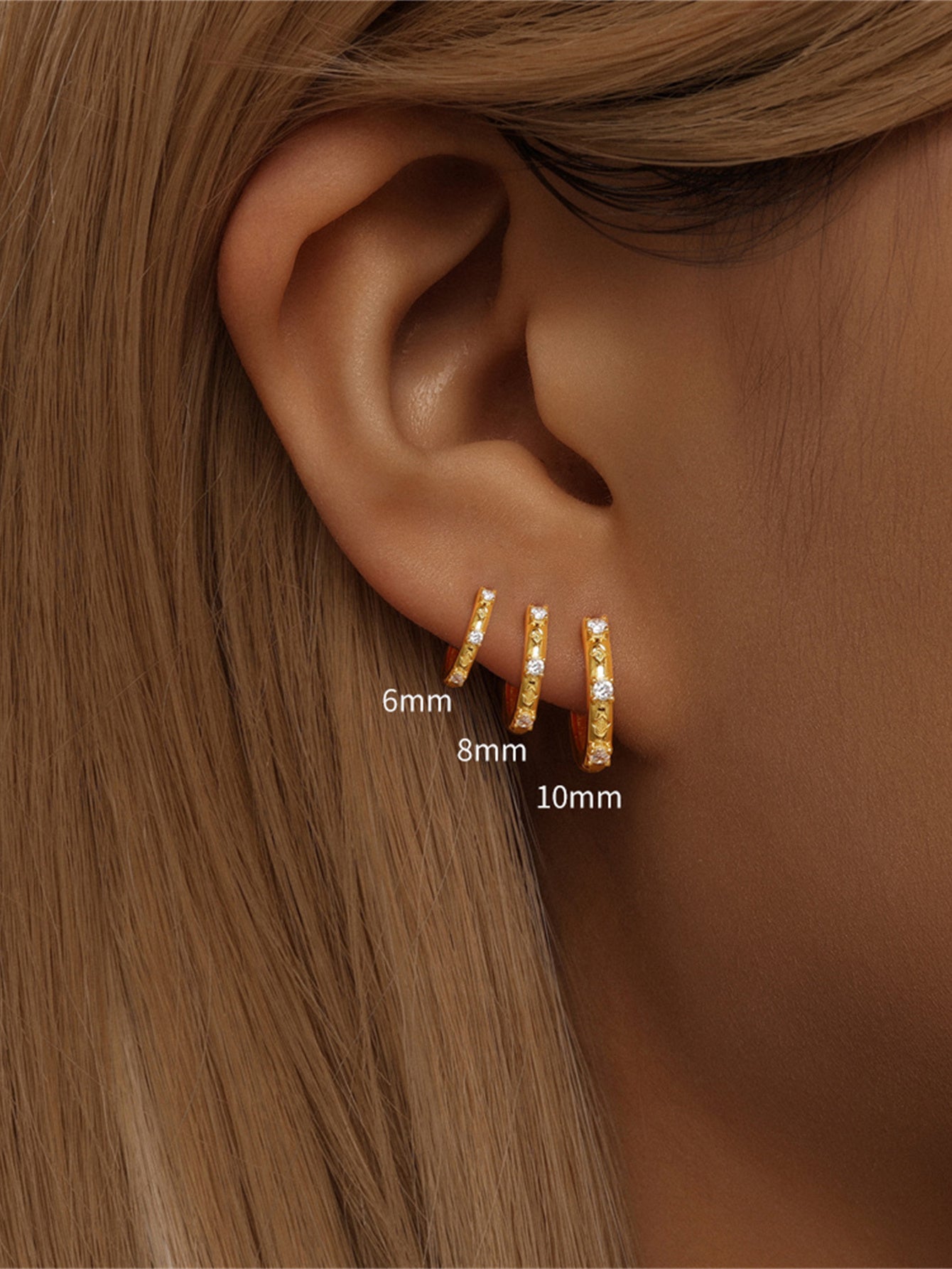 925 Sterling Silver Zircon Huggie Hoop Earrings