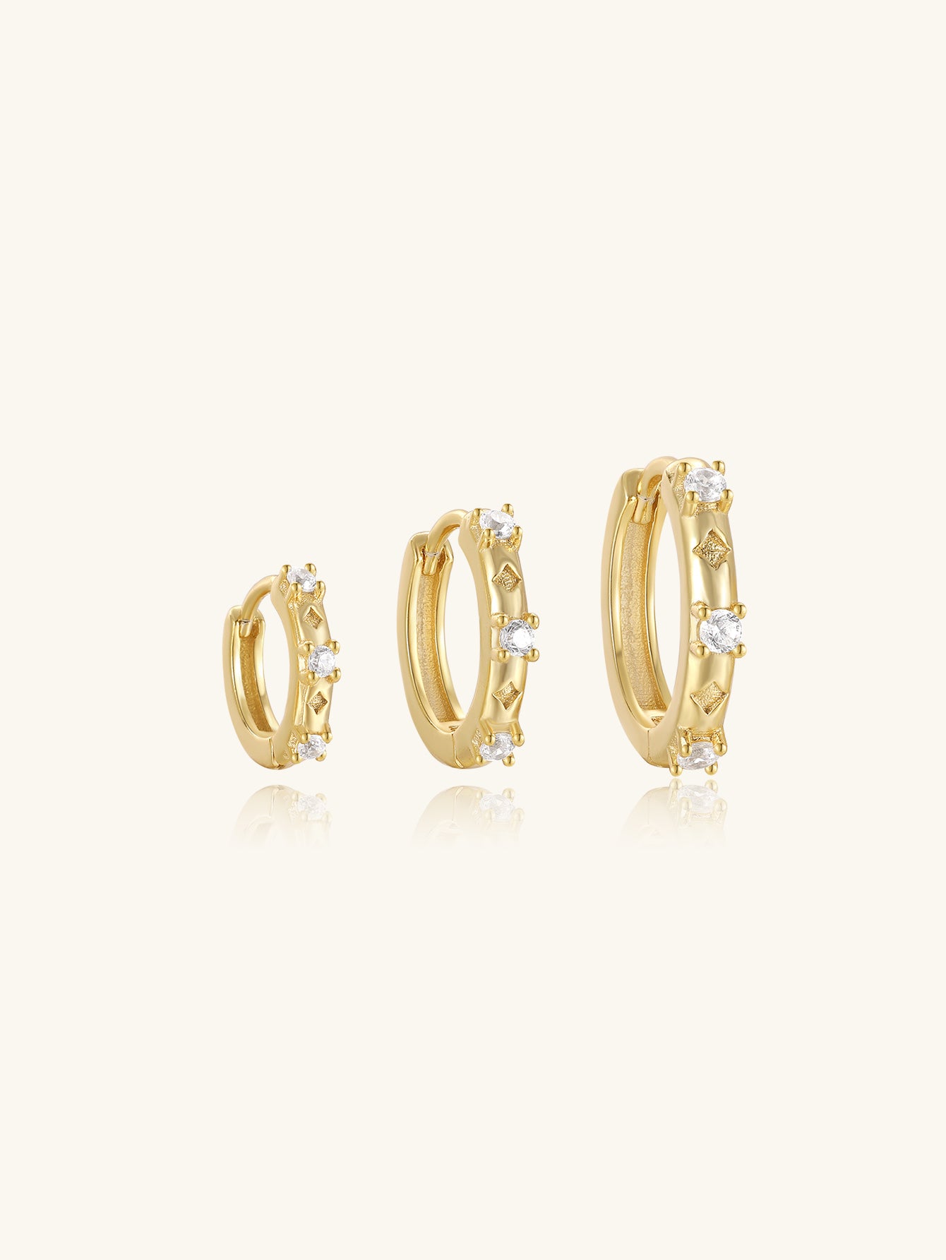 925 Sterling Silver Zircon Huggie Hoop Earrings