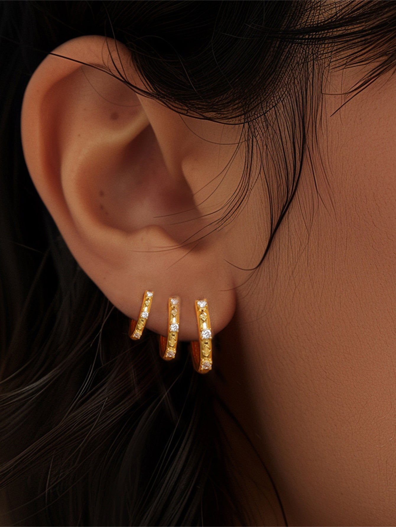 925 Sterling Silver Zircon Huggie Hoop Earrings