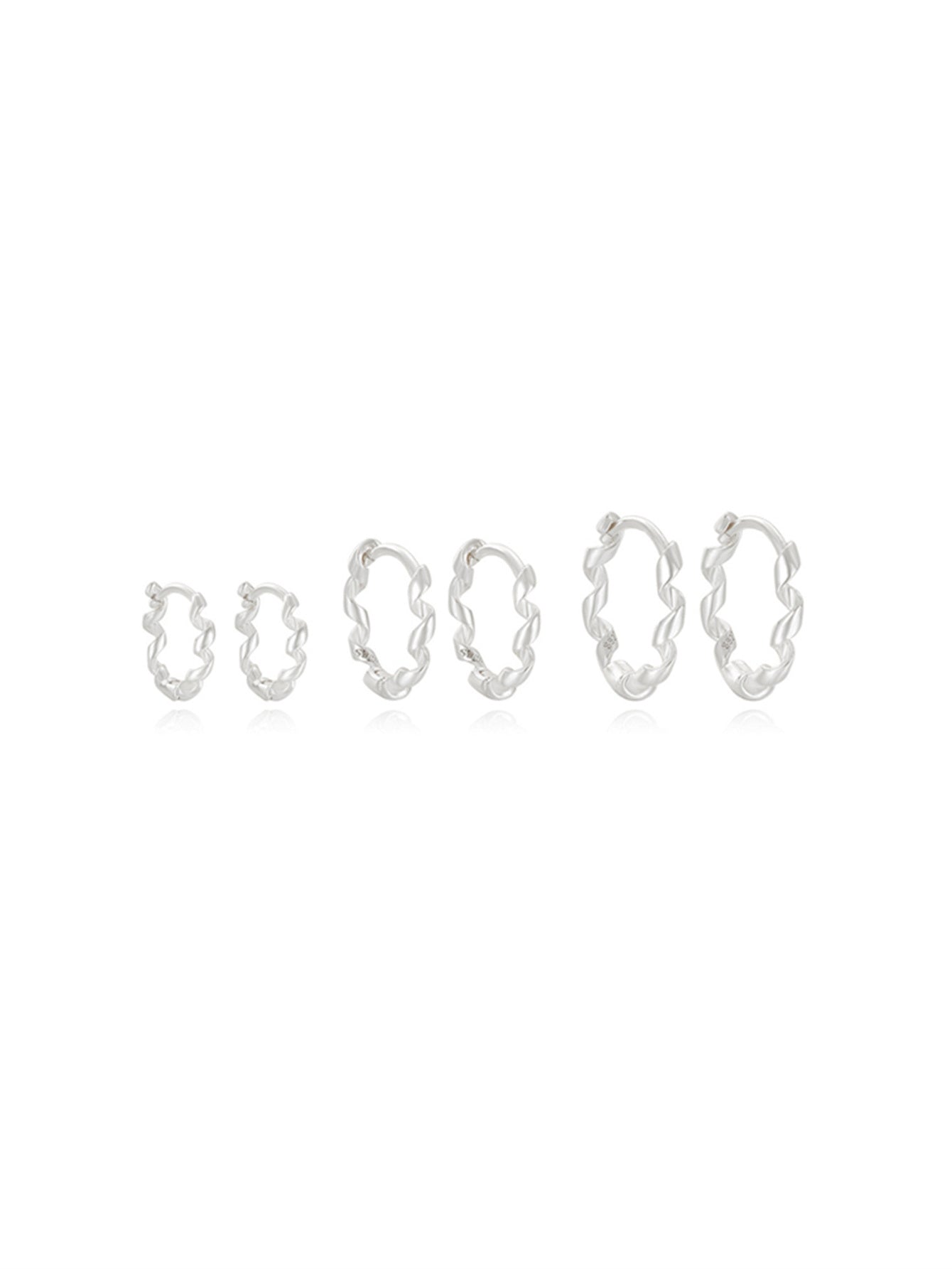 925 Sterling Silver Rope Twist Huggie Earrings
