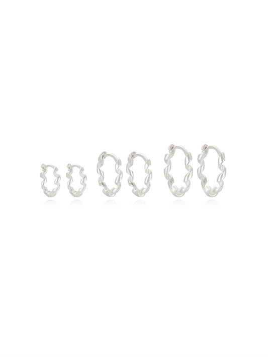 925 Sterling Silver Rope Twist Huggie Earrings