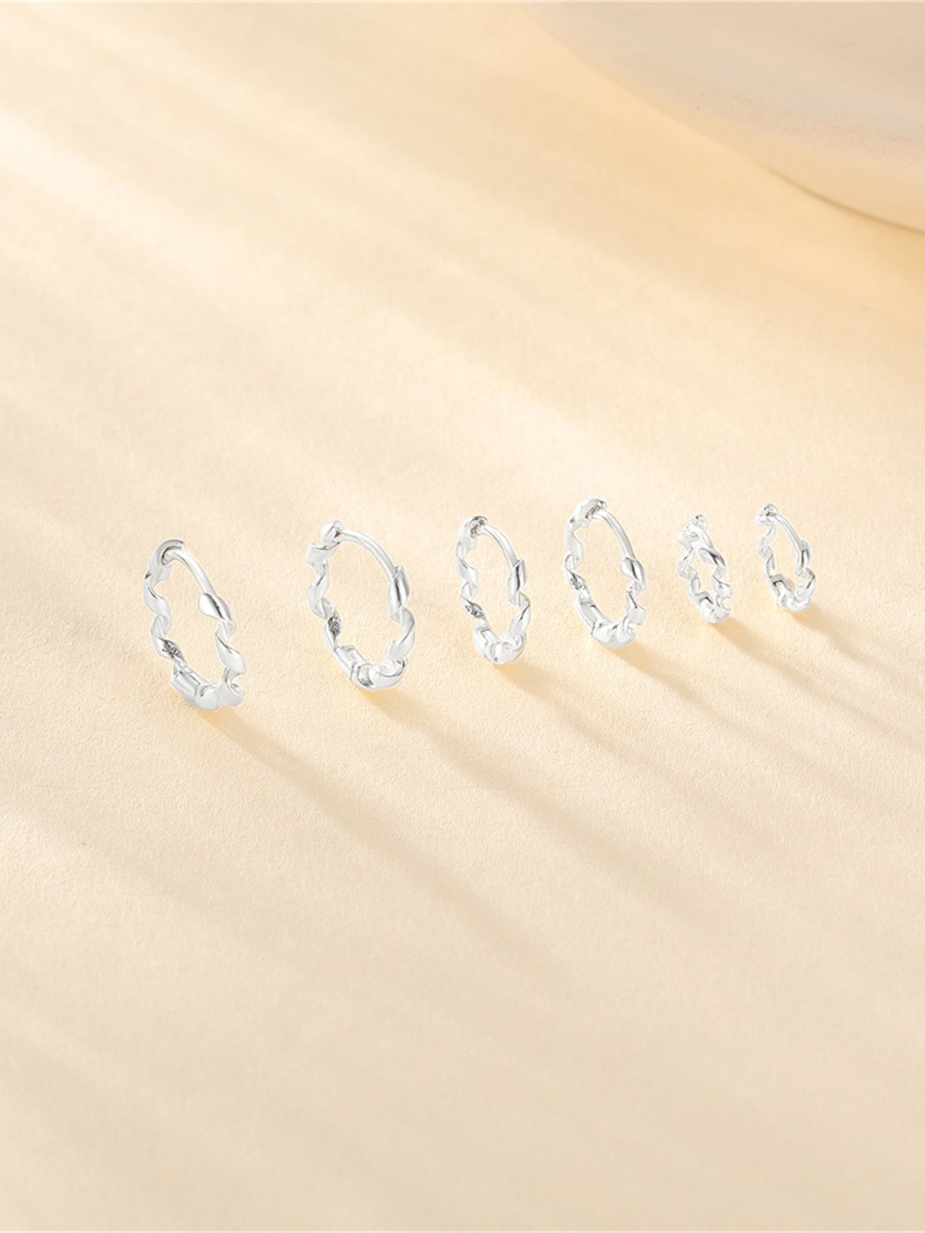 925 Sterling Silver Rope Twist Huggie Earrings