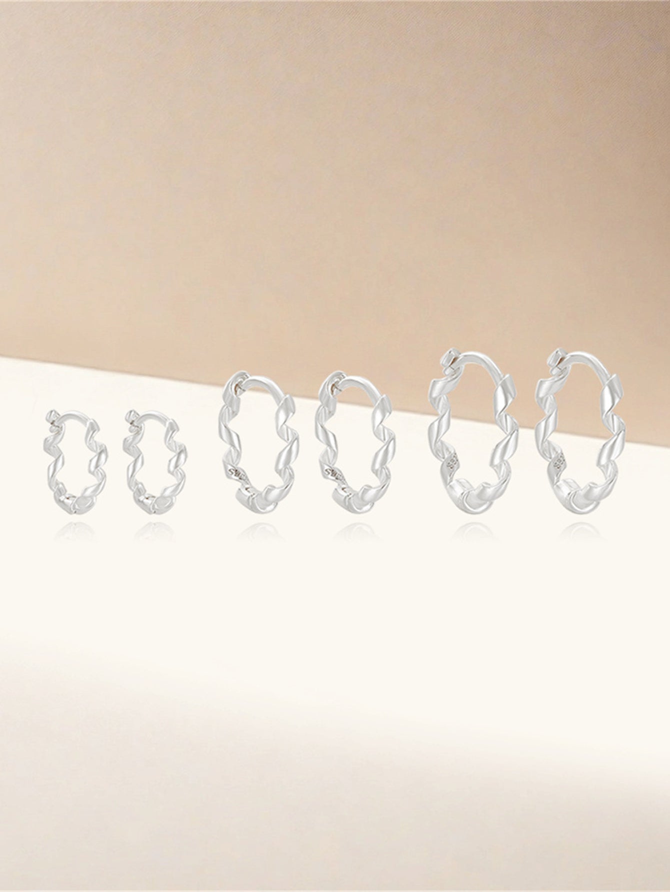 925 Sterling Silver Rope Twist Huggie Earrings