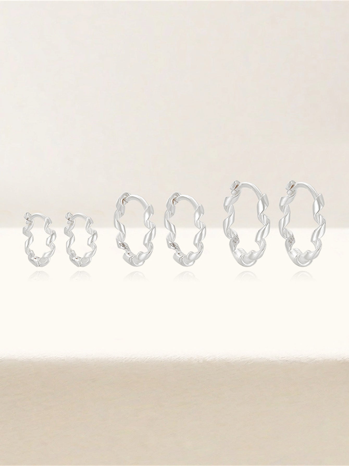 925 Sterling Silver Rope Twist Huggie Earrings