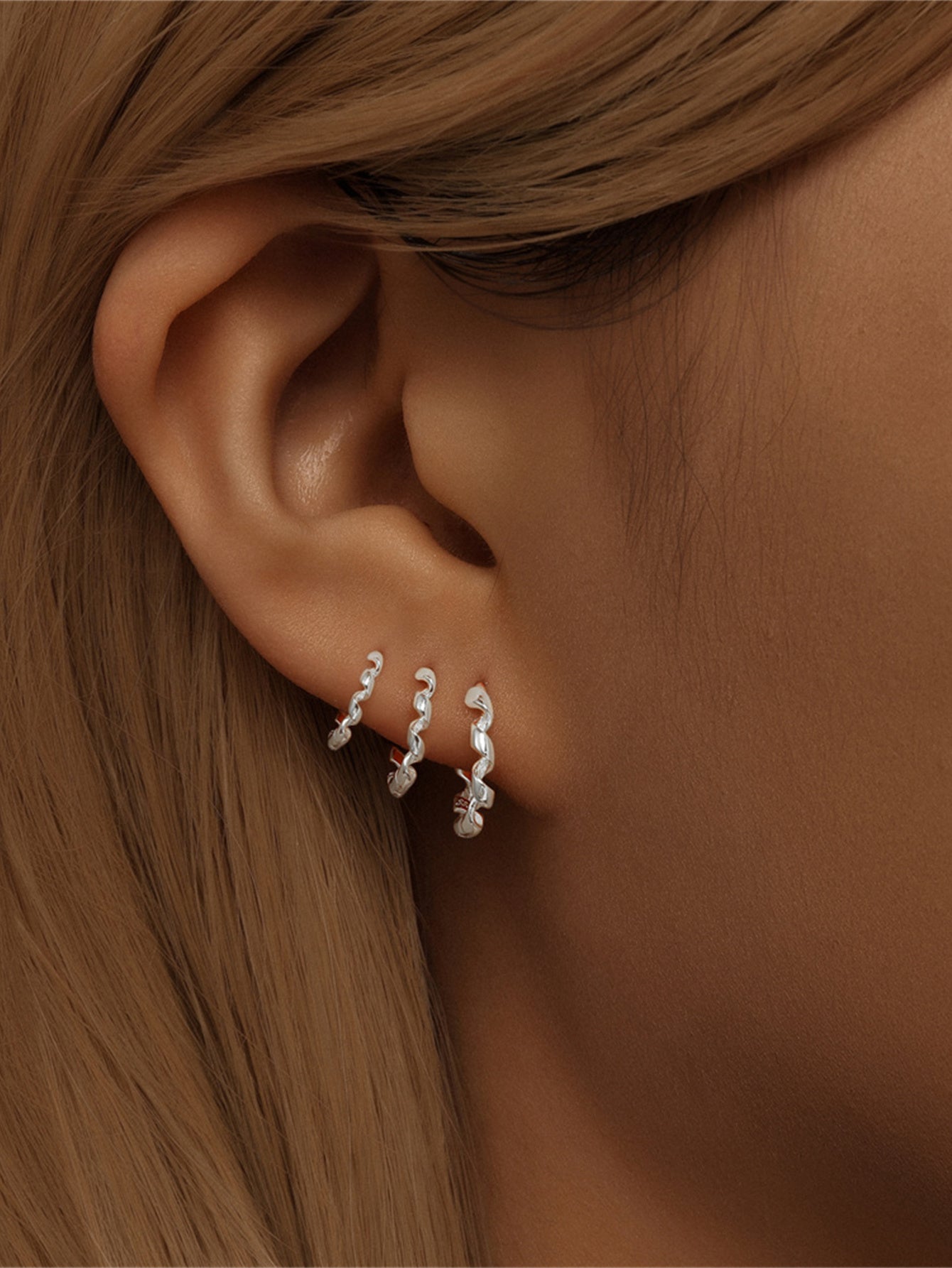 925 Sterling Silver Rope Twist Huggie Earrings