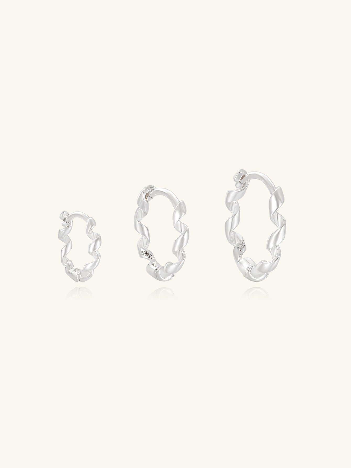 925 Sterling Silver Rope Twist Huggie Earrings
