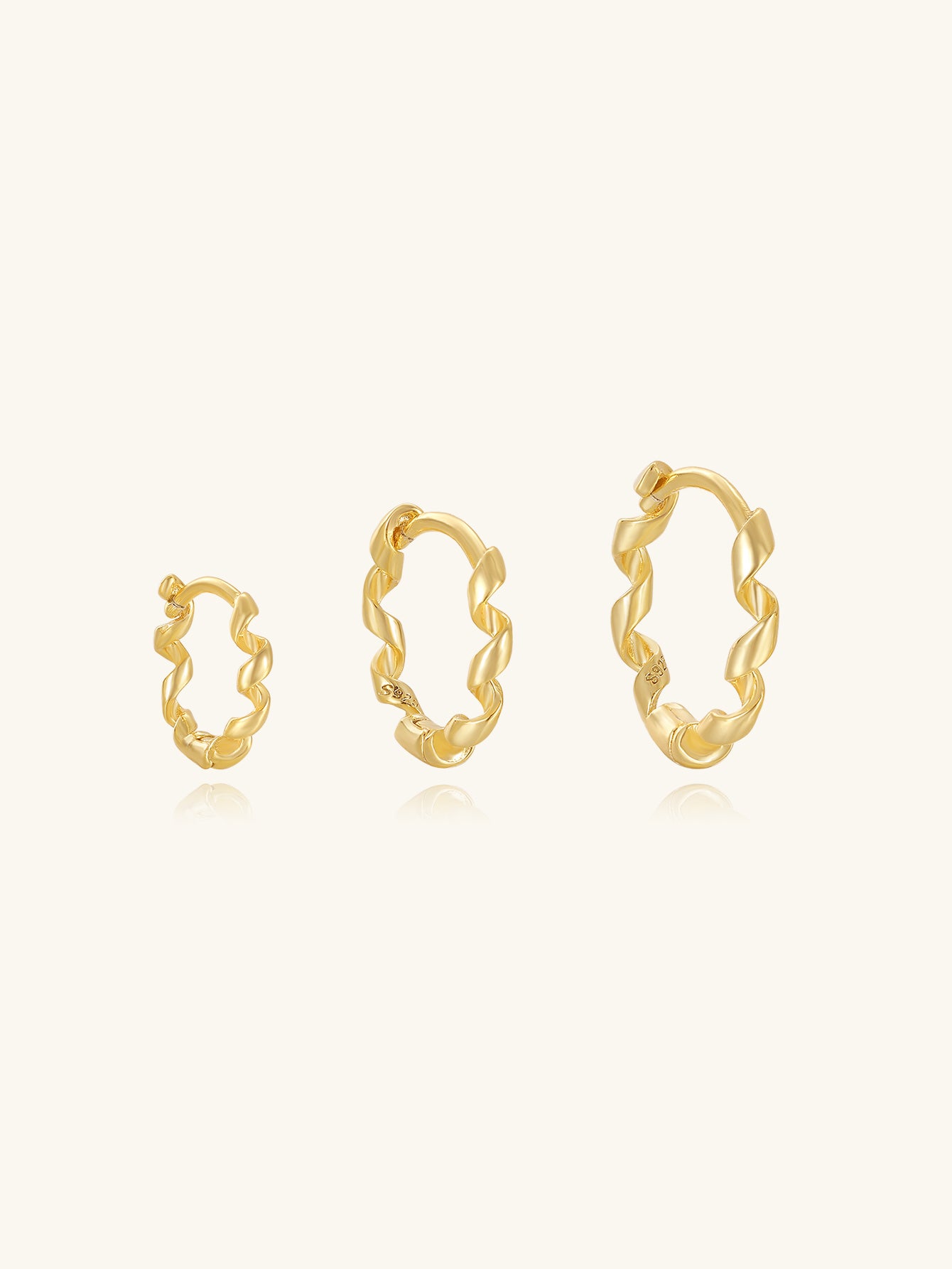 925 Sterling Silver Rope Twist Huggie Earrings