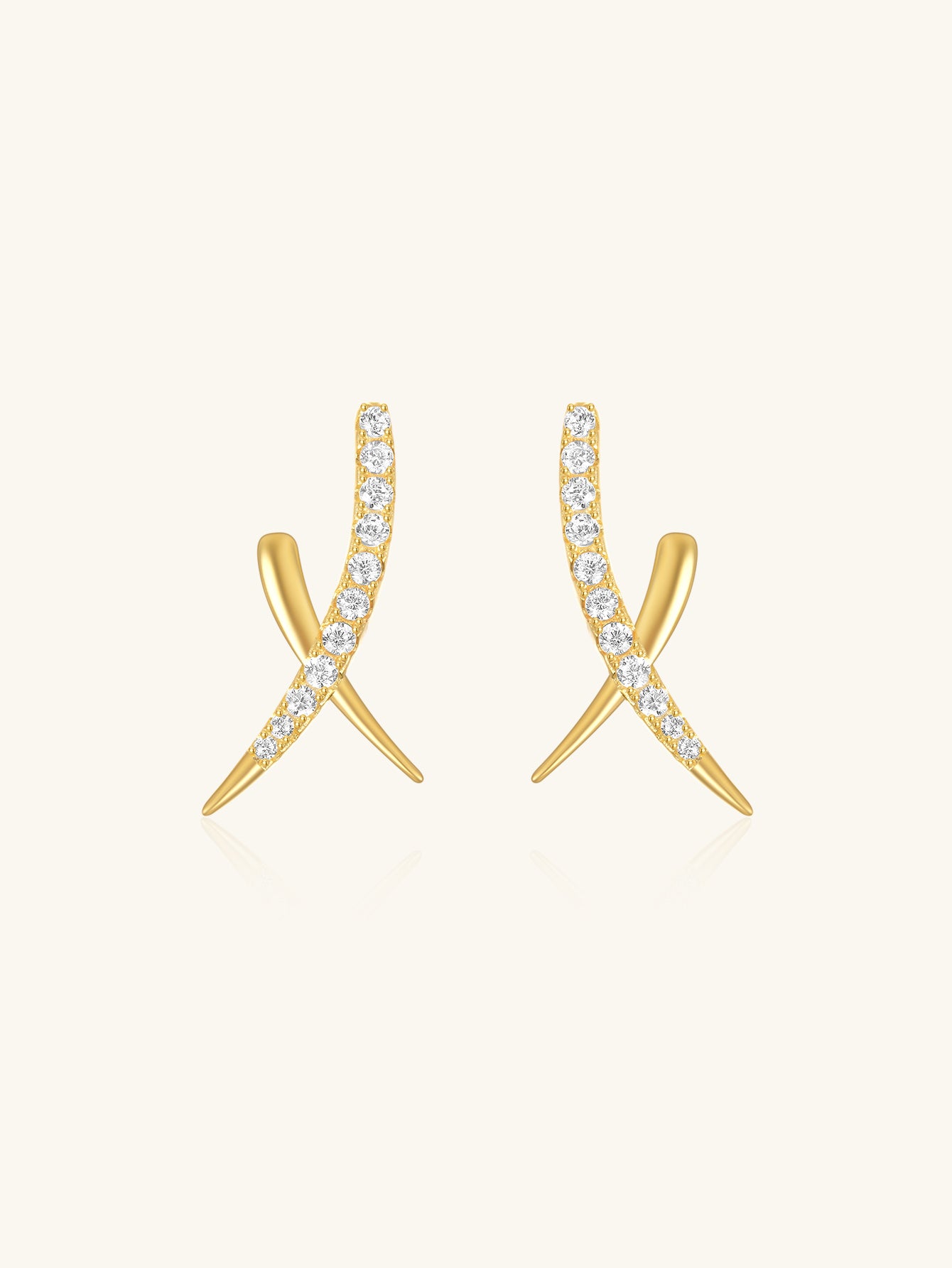 925 Sterling Silver Pavé Zircon Cross Spike Stud Earrings