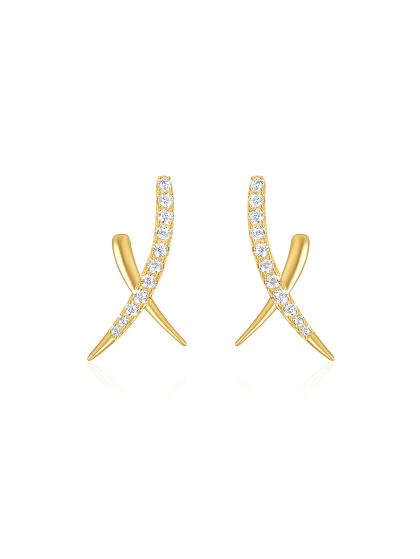 925 Sterling Silver Pavé Zircon Cross Spike Stud Earrings