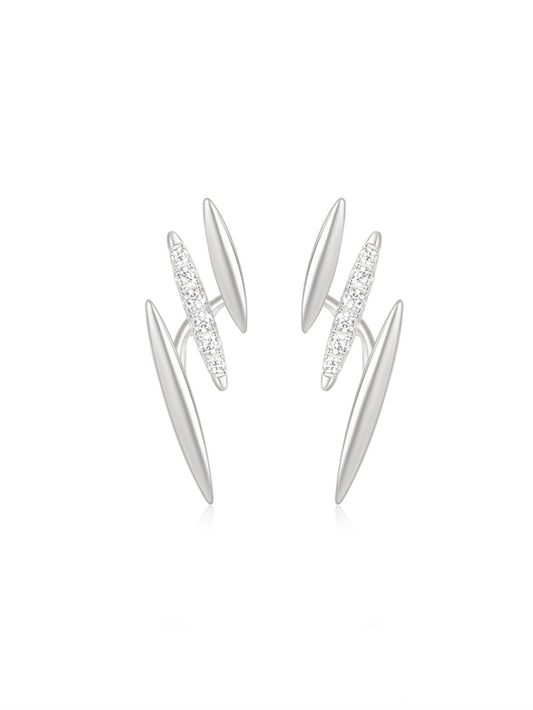925 Sterling Silver Double Spike Pavé Zircon Stud Earrings
