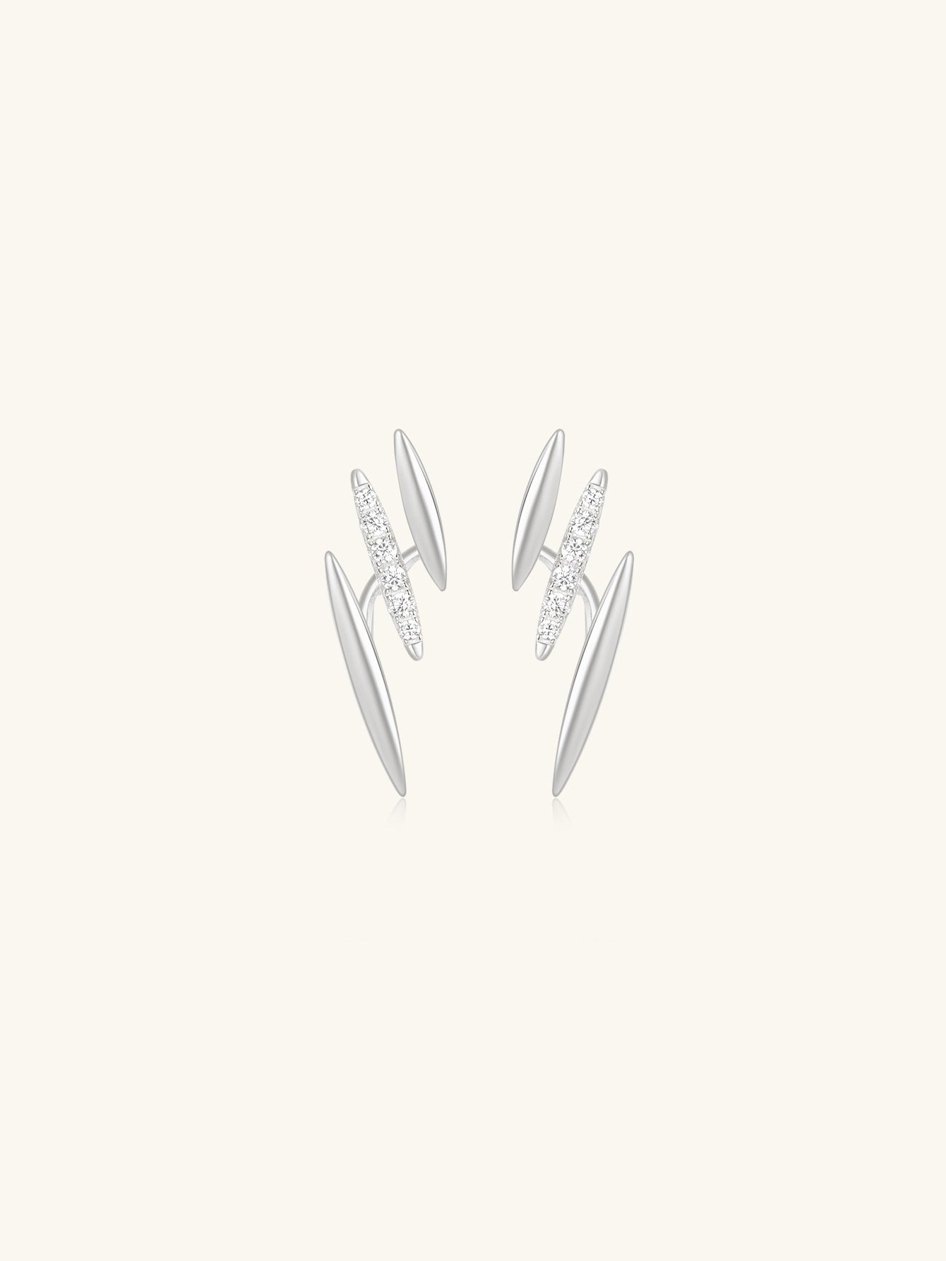 925 Sterling Silver Double Spike Pavé Zircon Stud Earrings