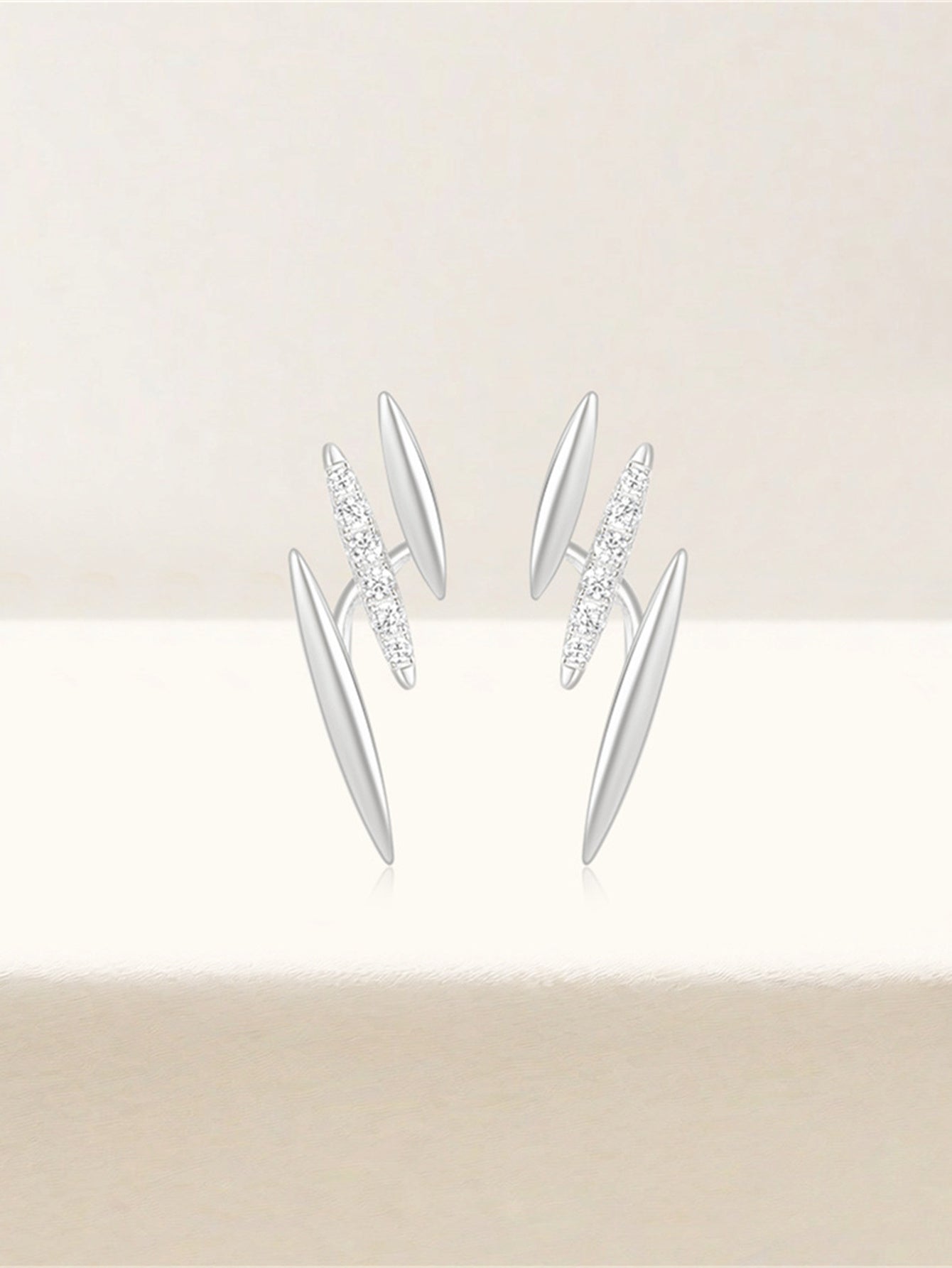 925 Sterling Silver Double Spike Pavé Zircon Stud Earrings