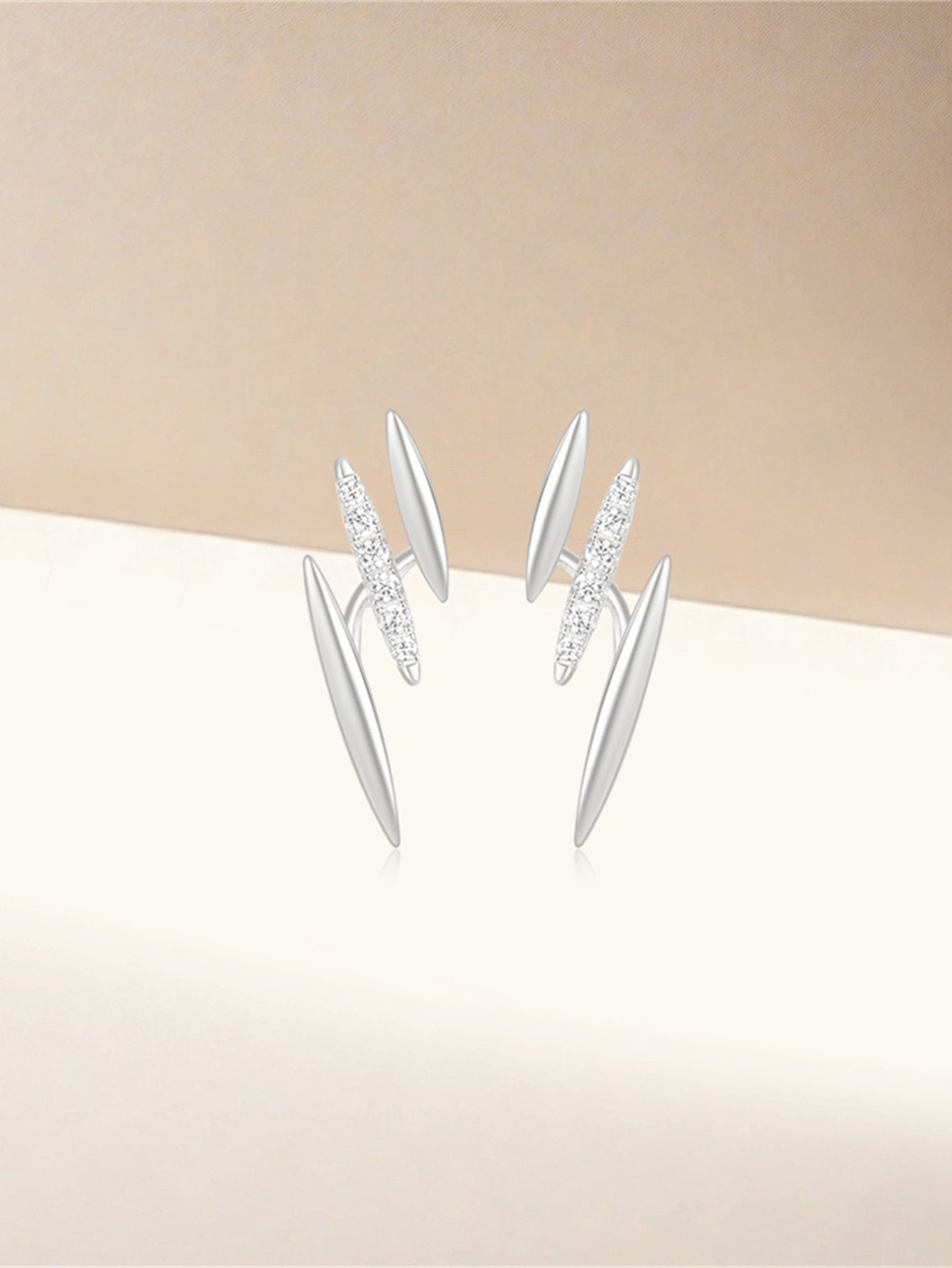 925 Sterling Silver Double Spike Pavé Zircon Stud Earrings