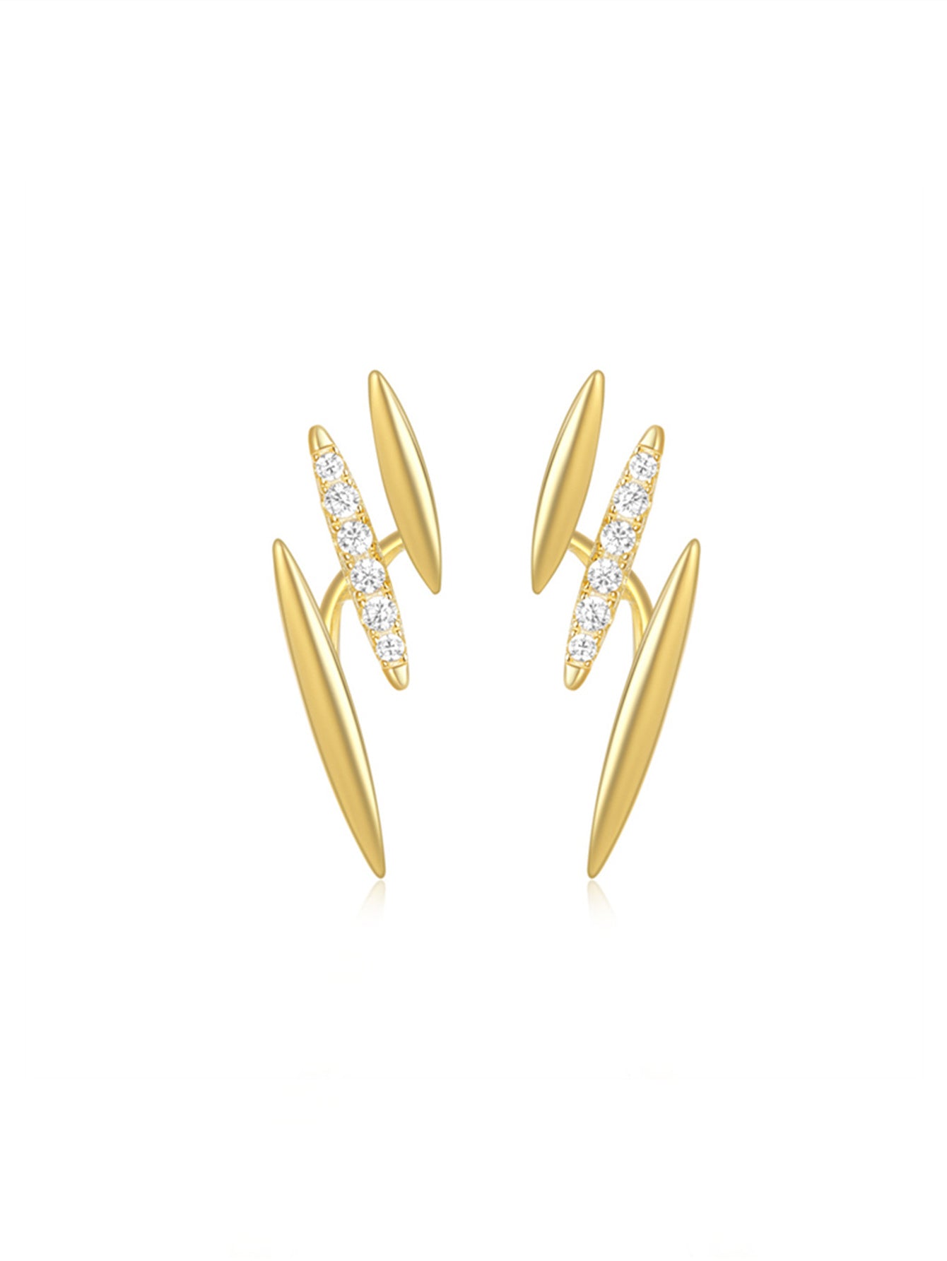 925 Sterling Silver Double Spike Pavé Zircon Stud Earrings