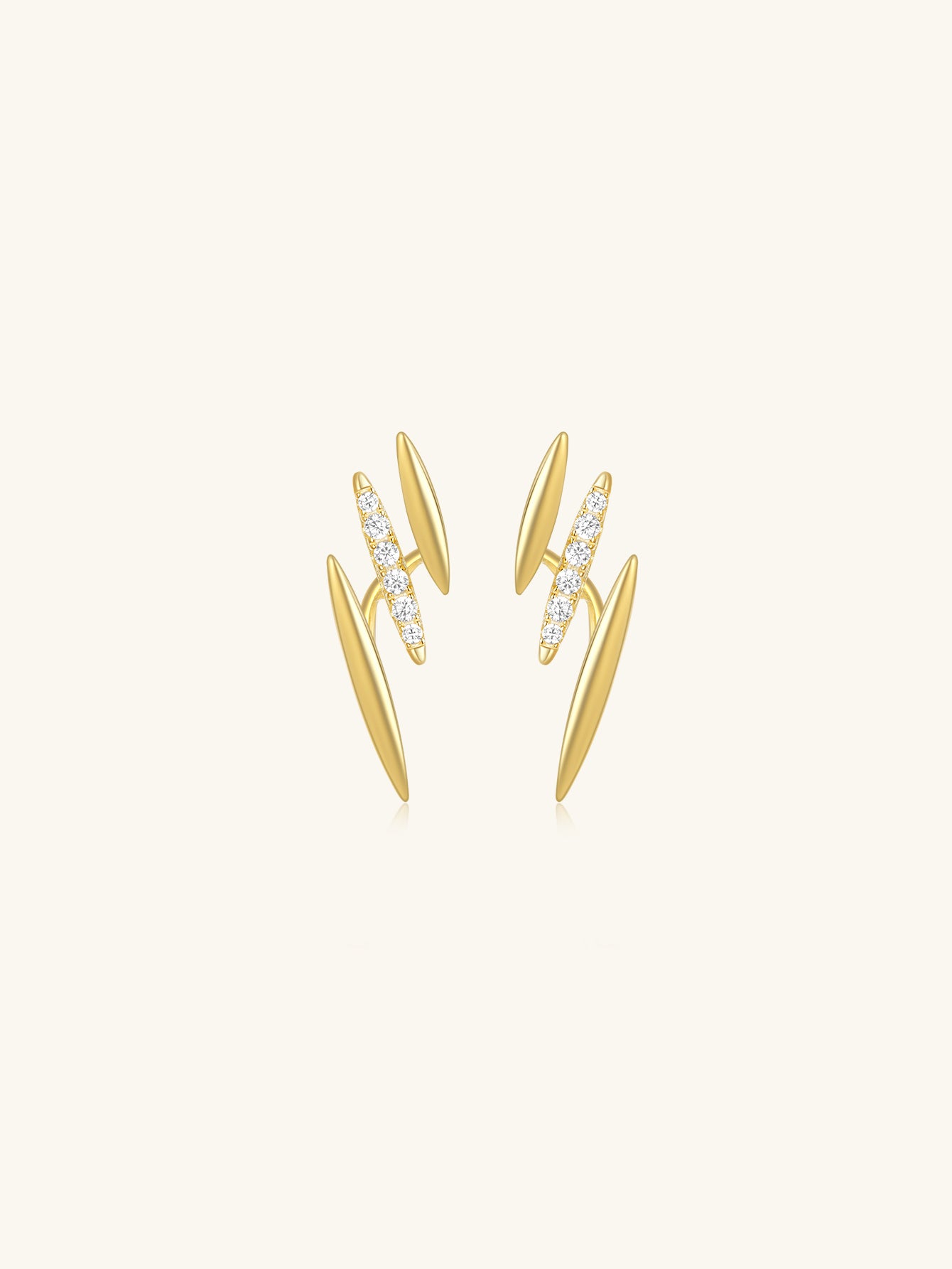 925 Sterling Silver Double Spike Pavé Zircon Stud Earrings