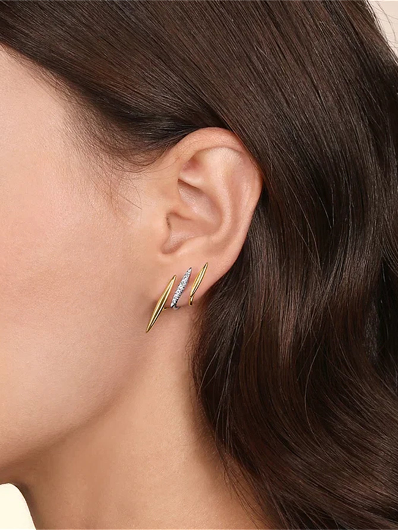925 Sterling Silver Double Spike Pavé Zircon Stud Earrings