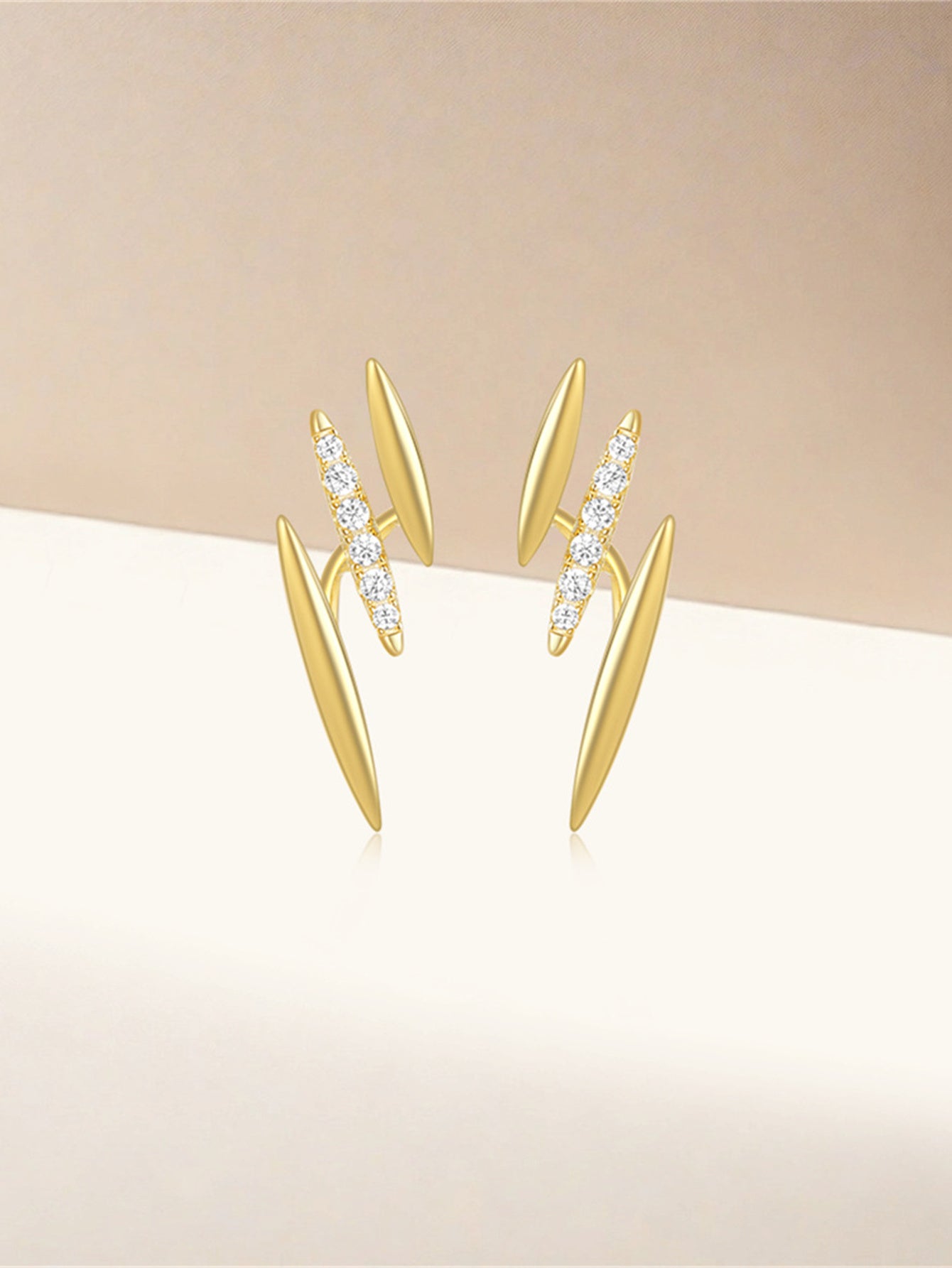 925 Sterling Silver Double Spike Pavé Zircon Stud Earrings