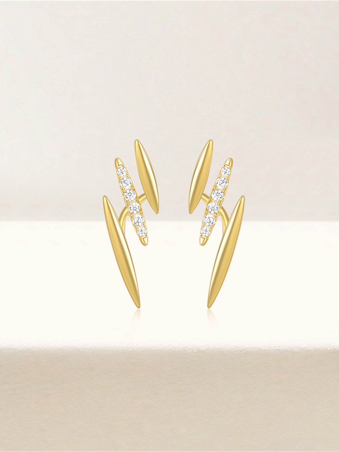925 Sterling Silver Double Spike Pavé Zircon Stud Earrings
